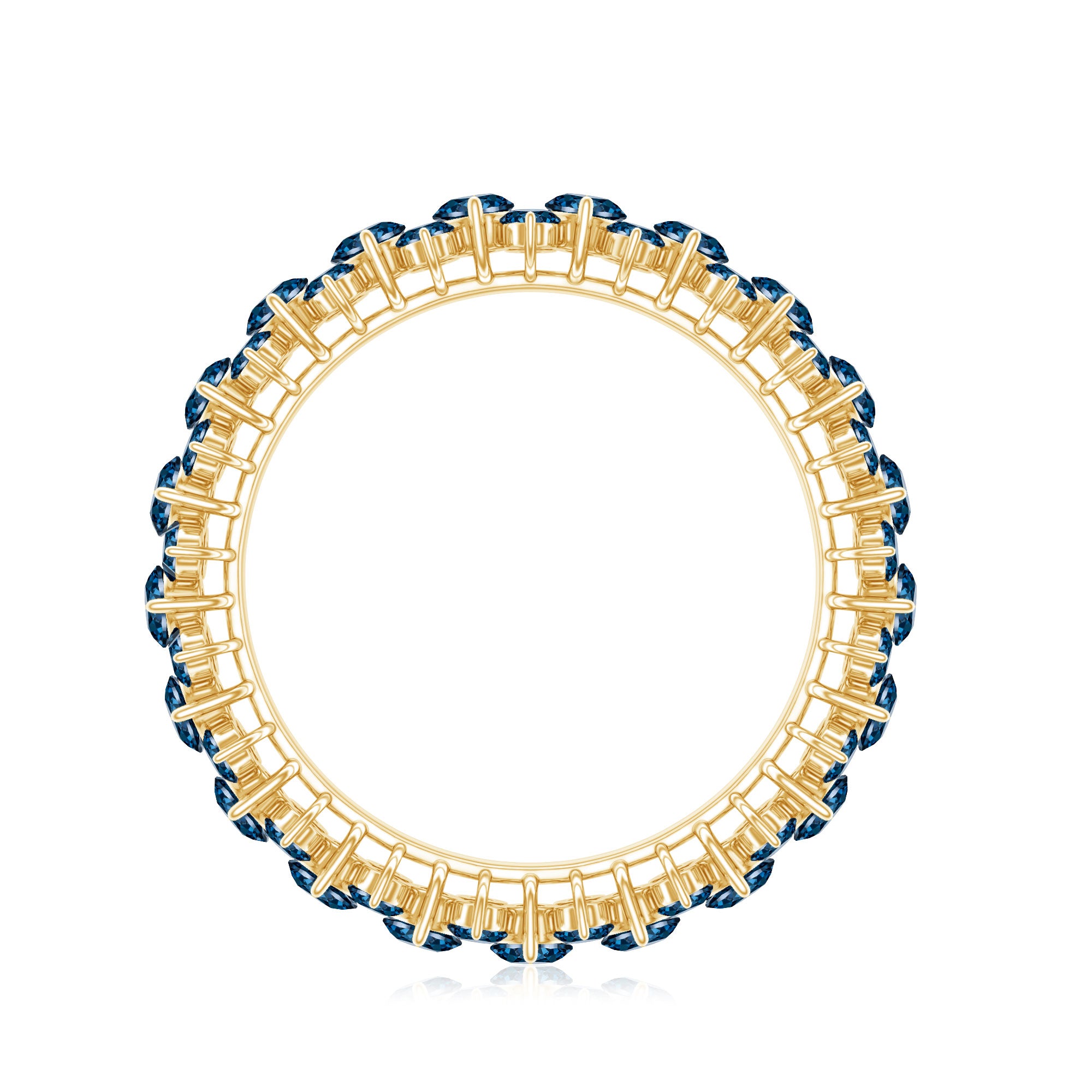 London Blue Topaz Cluster Eternity Band Ring AAA - Rosec Jewels