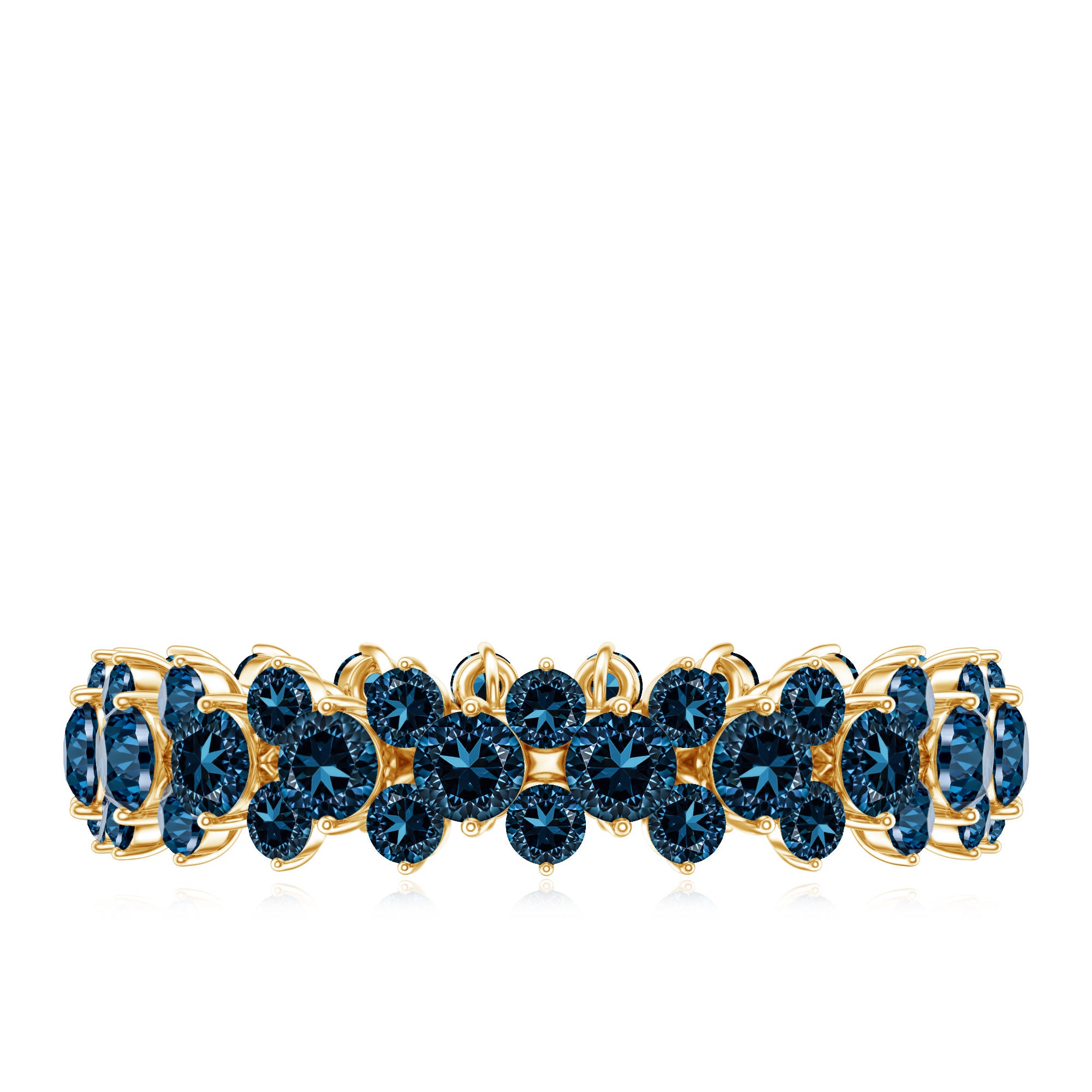 London Blue Topaz Cluster Eternity Band Ring AAA - Rosec Jewels