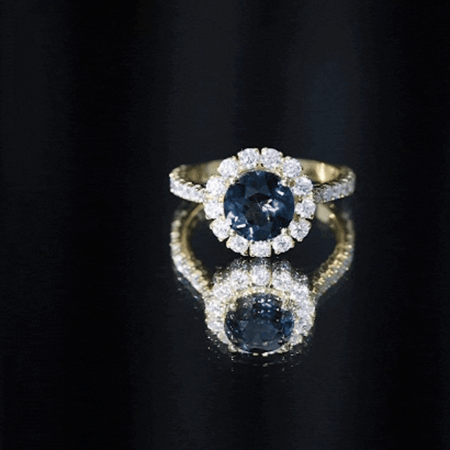 2 Carat Round London Blue Topaz Halo Engagement Ring with Moissanite AAA - Rosec Jewels