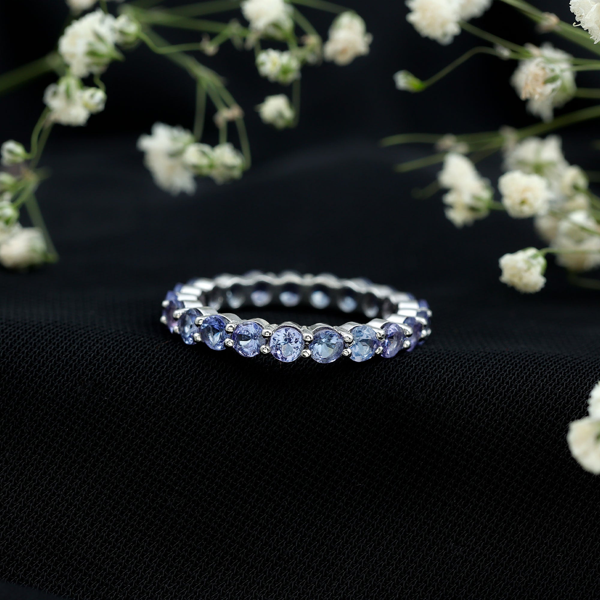 Real Tanzanite Full Eternity Ring for Women AAA - Rosec Jewels