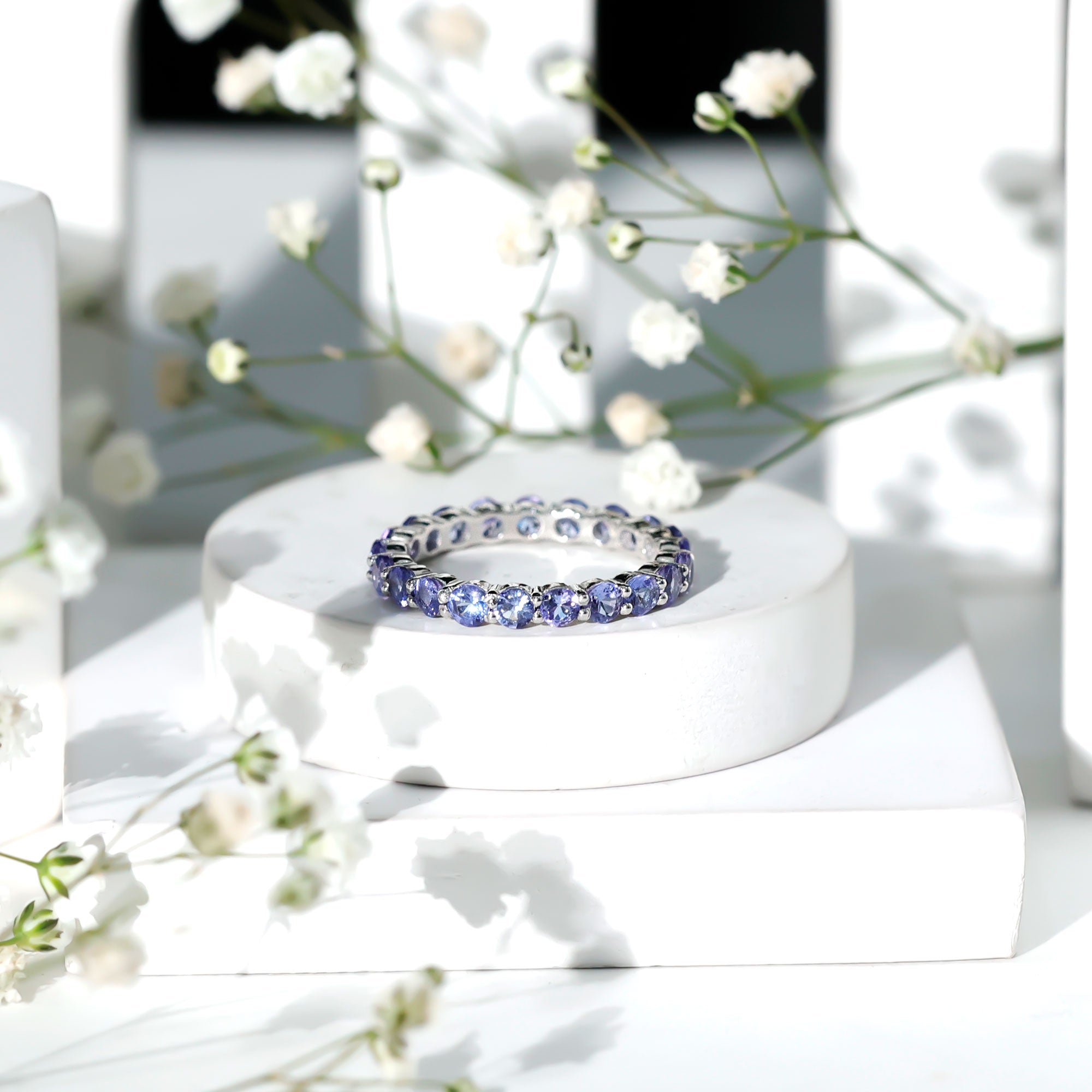Real Tanzanite Full Eternity Ring for Women AAA - Rosec Jewels
