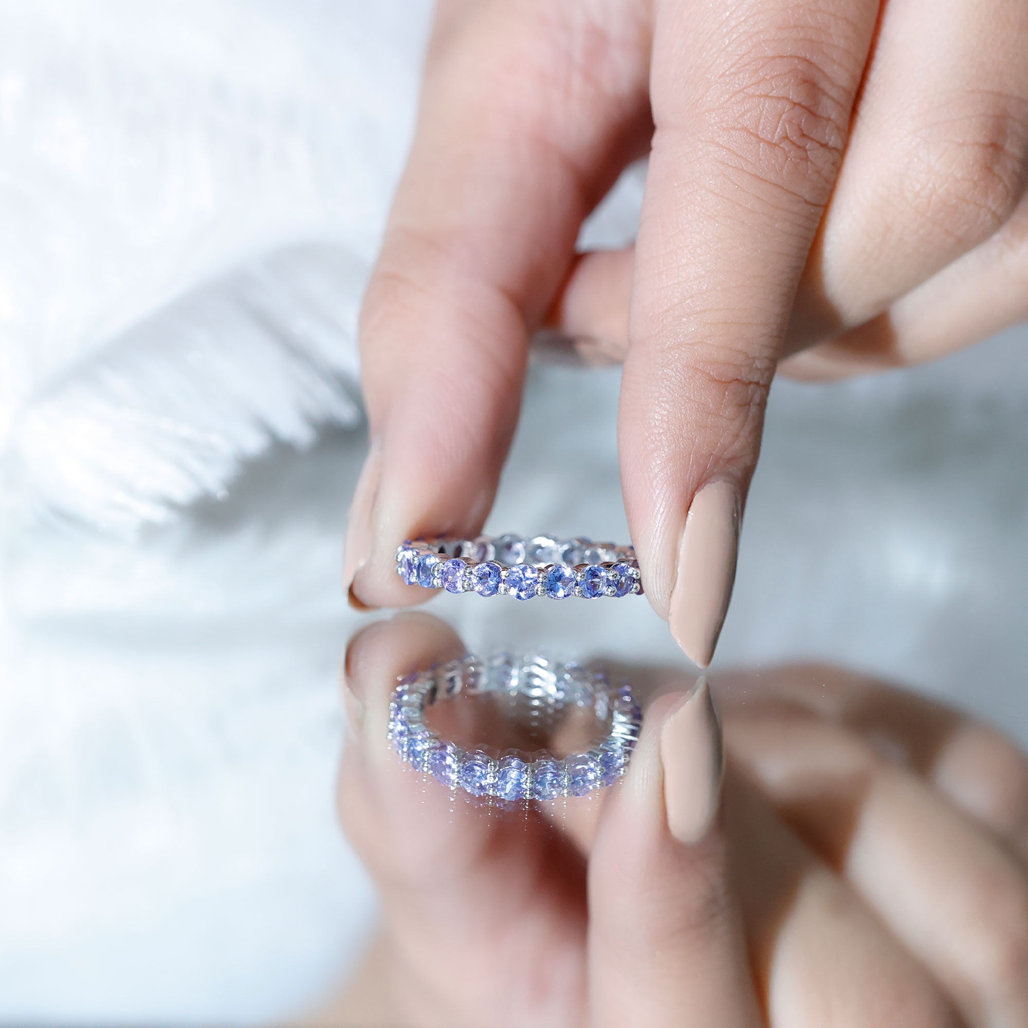 Real Tanzanite Full Eternity Ring for Women AAA - Rosec Jewels