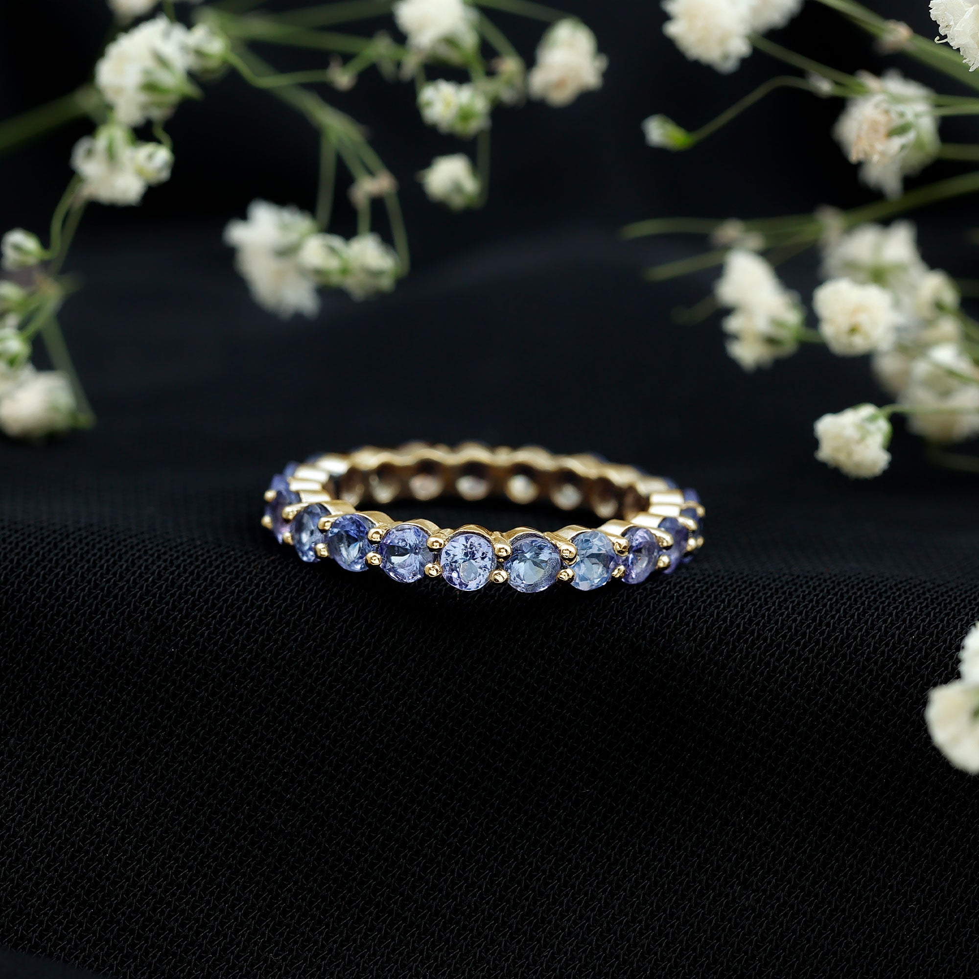 Real Tanzanite Full Eternity Ring for Women AAA - Rosec Jewels