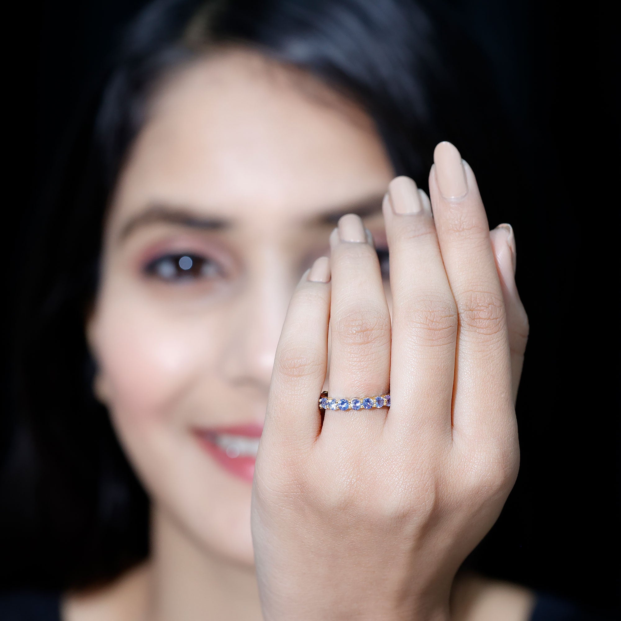 Real Tanzanite Full Eternity Ring for Women AAA - Rosec Jewels