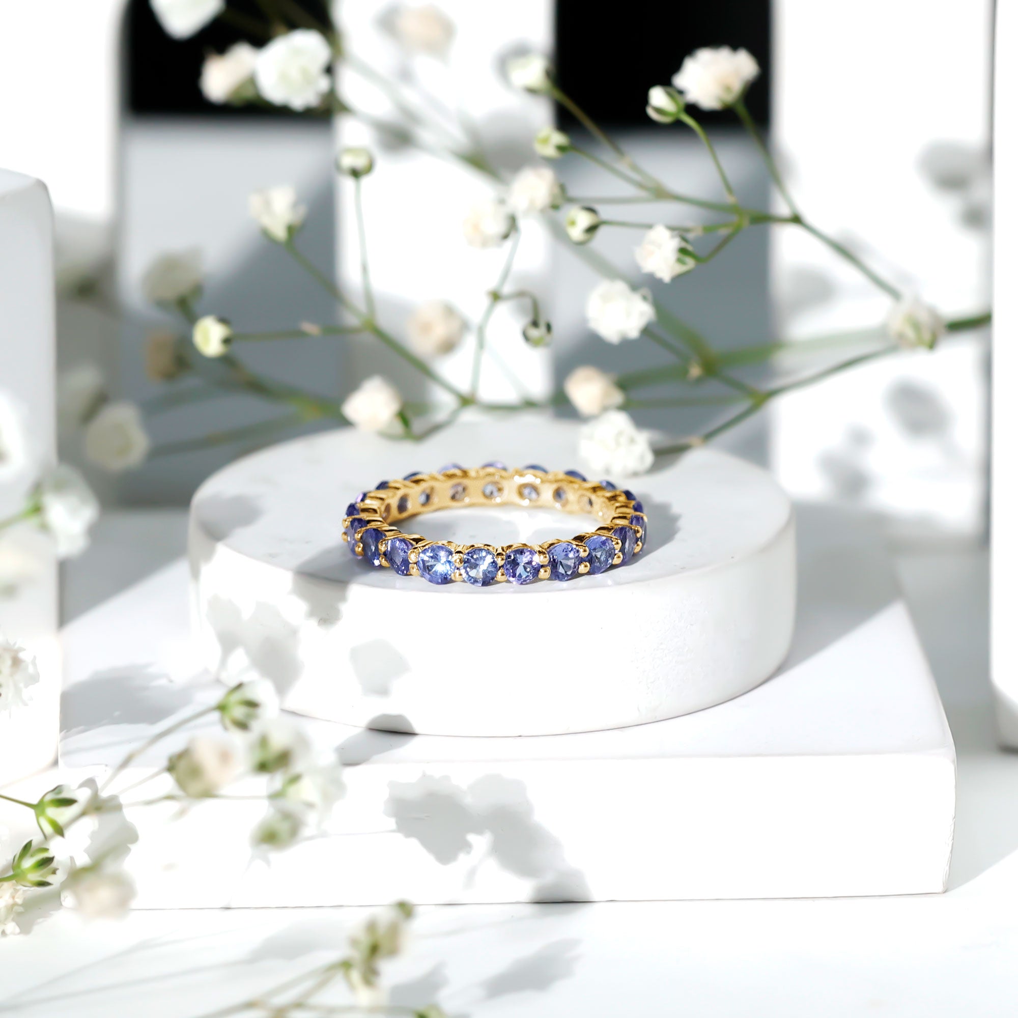 Real Tanzanite Full Eternity Ring for Women AAA - Rosec Jewels