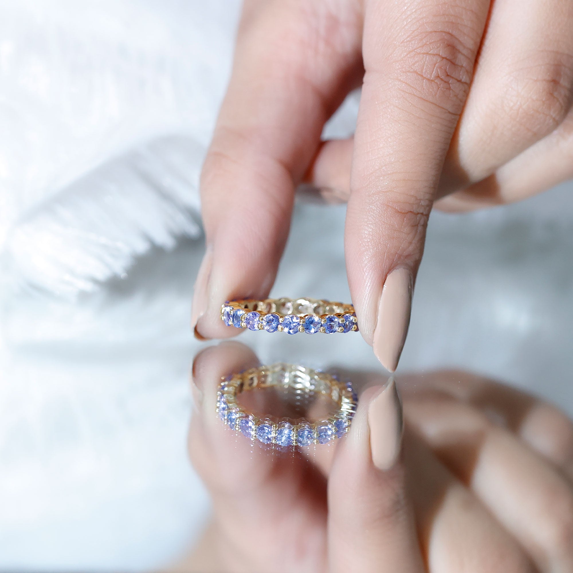Real Tanzanite Full Eternity Ring for Women AAA - Rosec Jewels