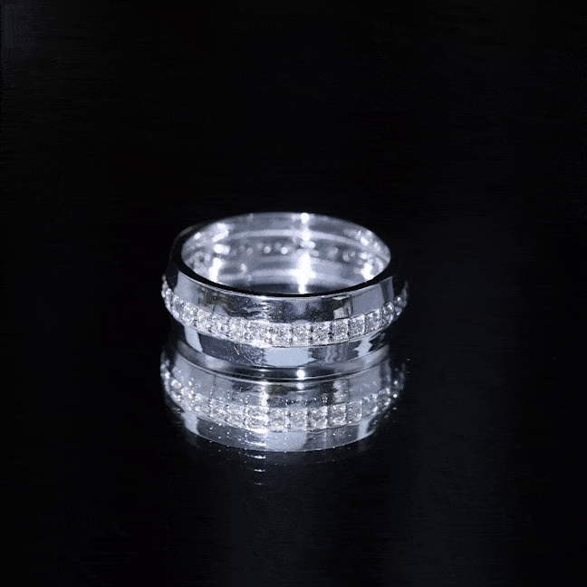 Certified Diamond Wide Wedding Band Ring Natural - ( HI-SI ) - Rosec Jewels