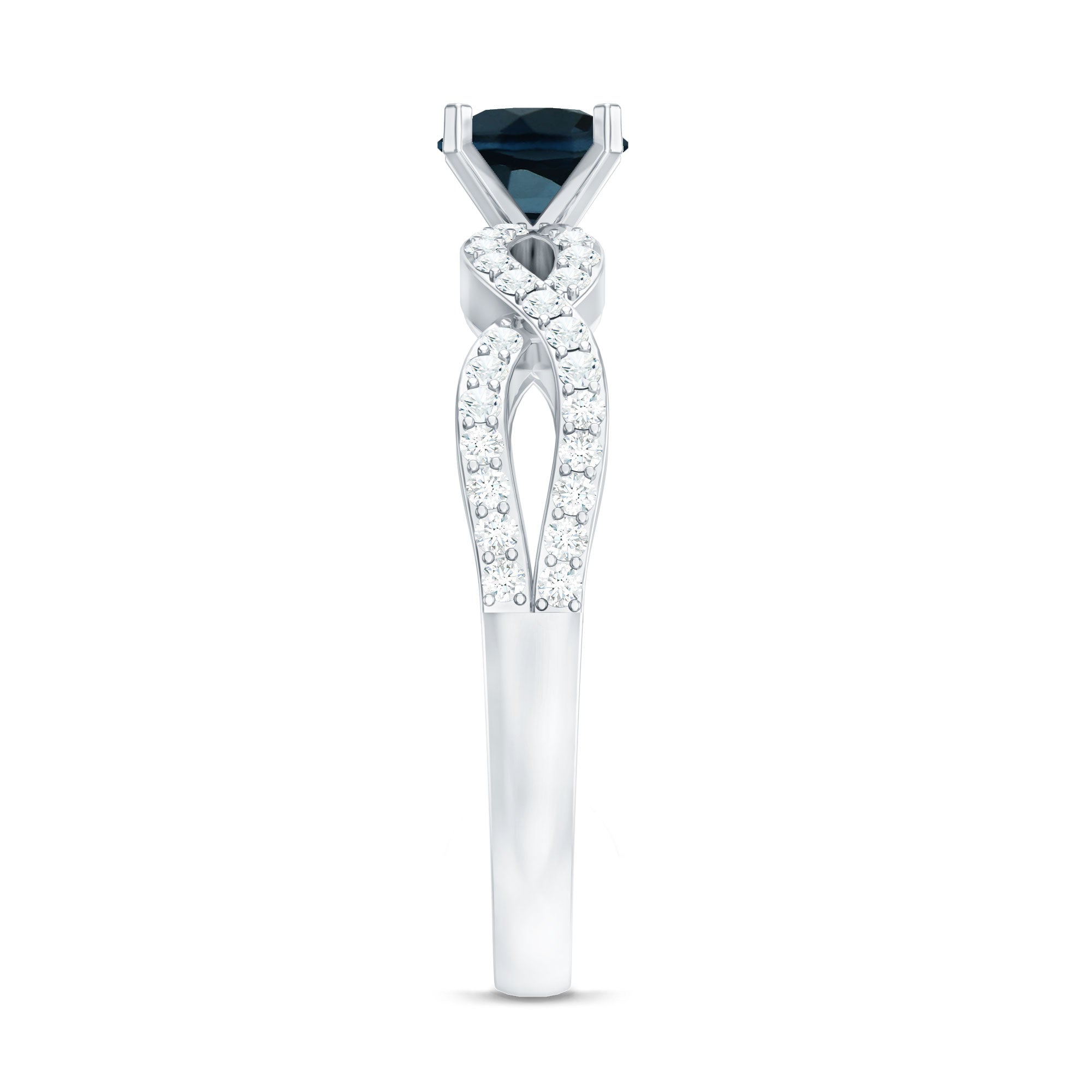 Round Blue Topaz Infinity Engagement Ring with Diamonds AAA - Rosec Jewels