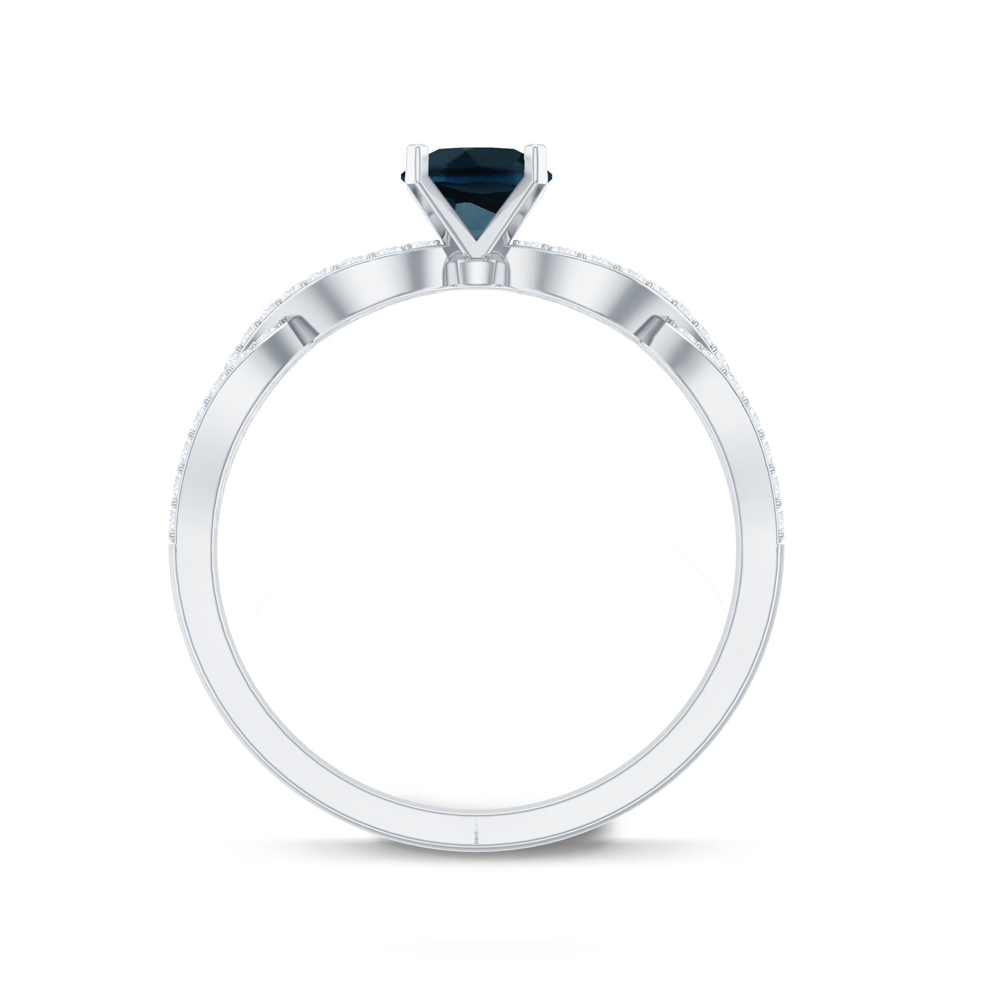 Round Blue Topaz Infinity Engagement Ring with Diamonds AAA - Rosec Jewels