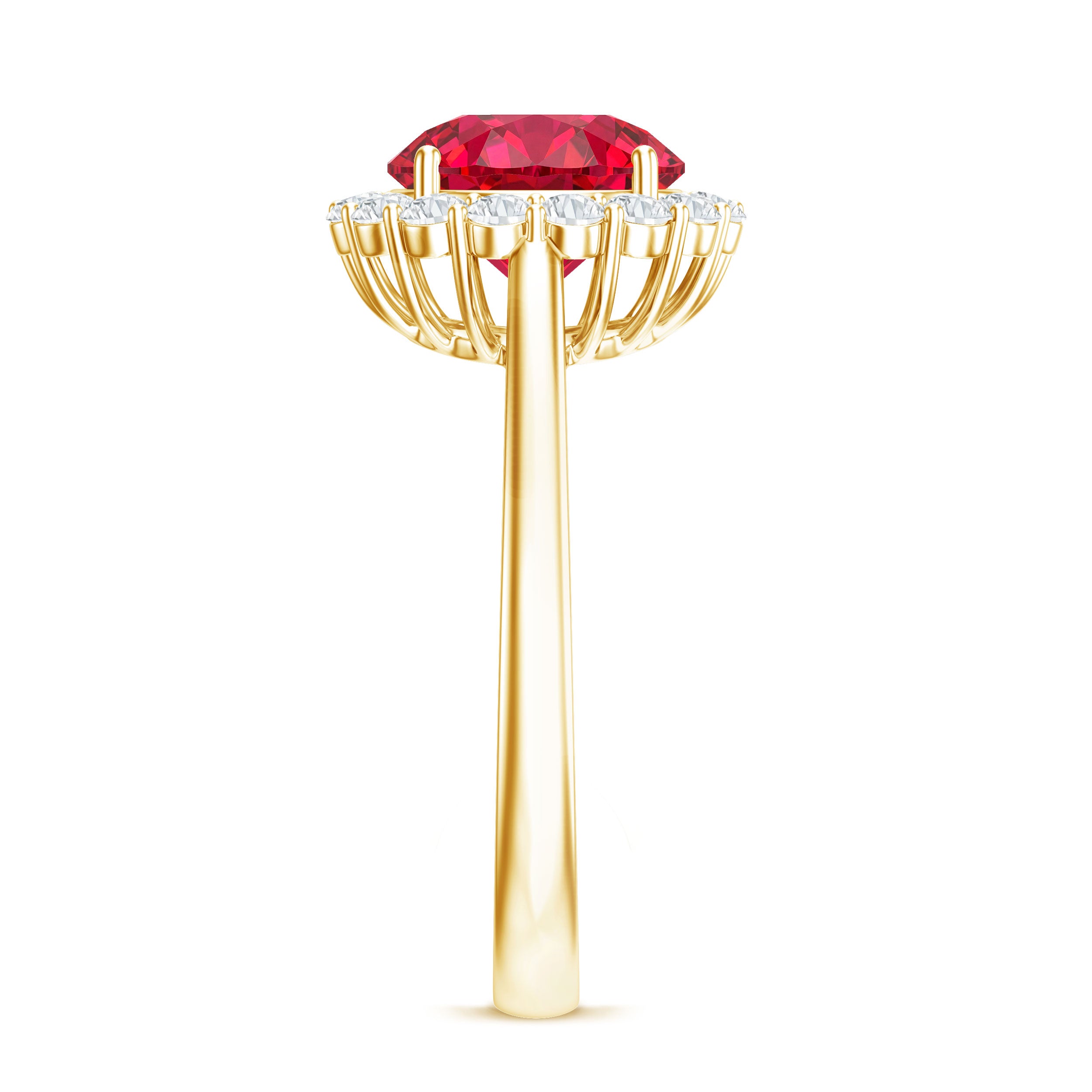 Rosec Jewels-Lab Created 8MM Ruby Halo Engagement Ring with Diamonds