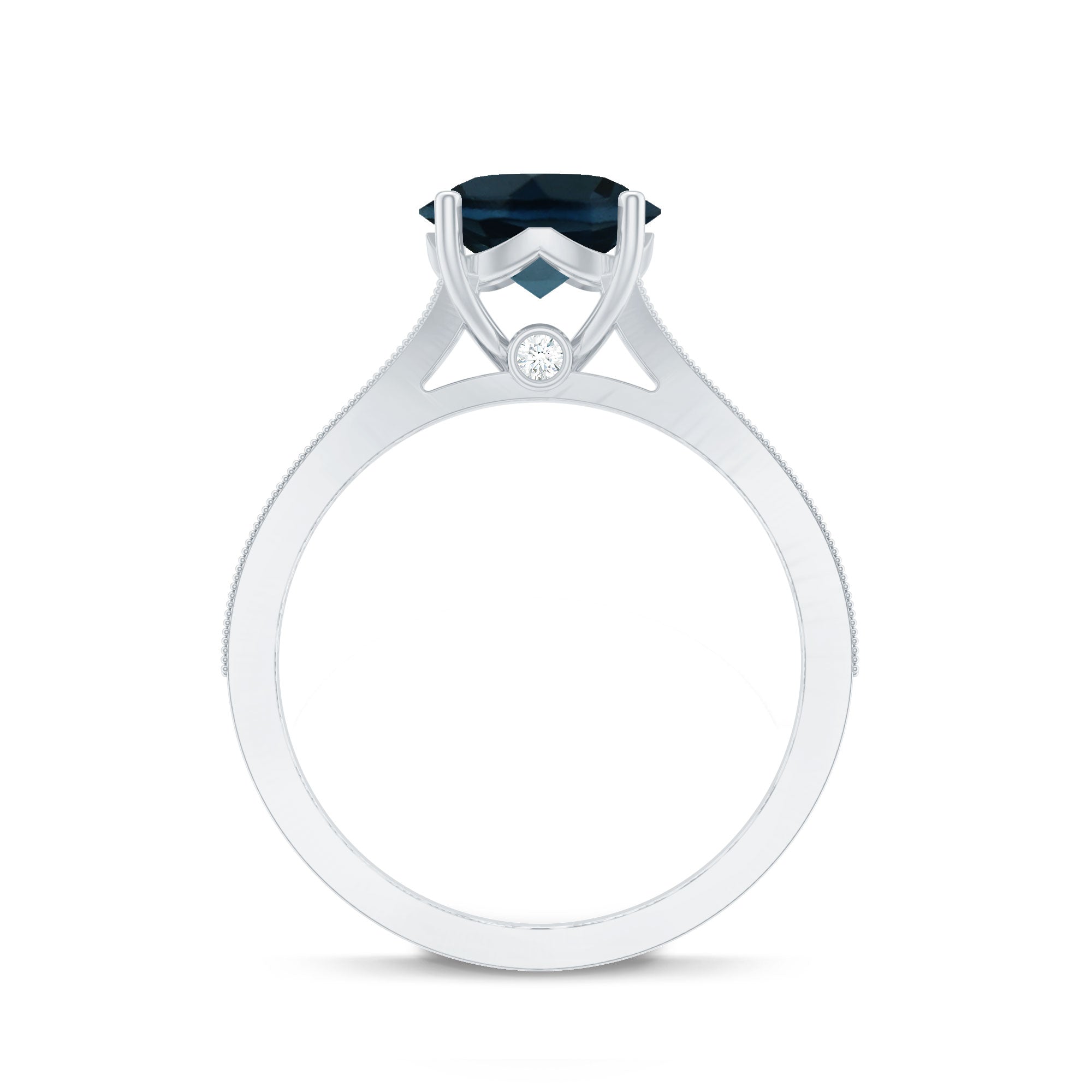 Natural London Blue Topaz and Diamond Engagement Ring AAA - Rosec Jewels