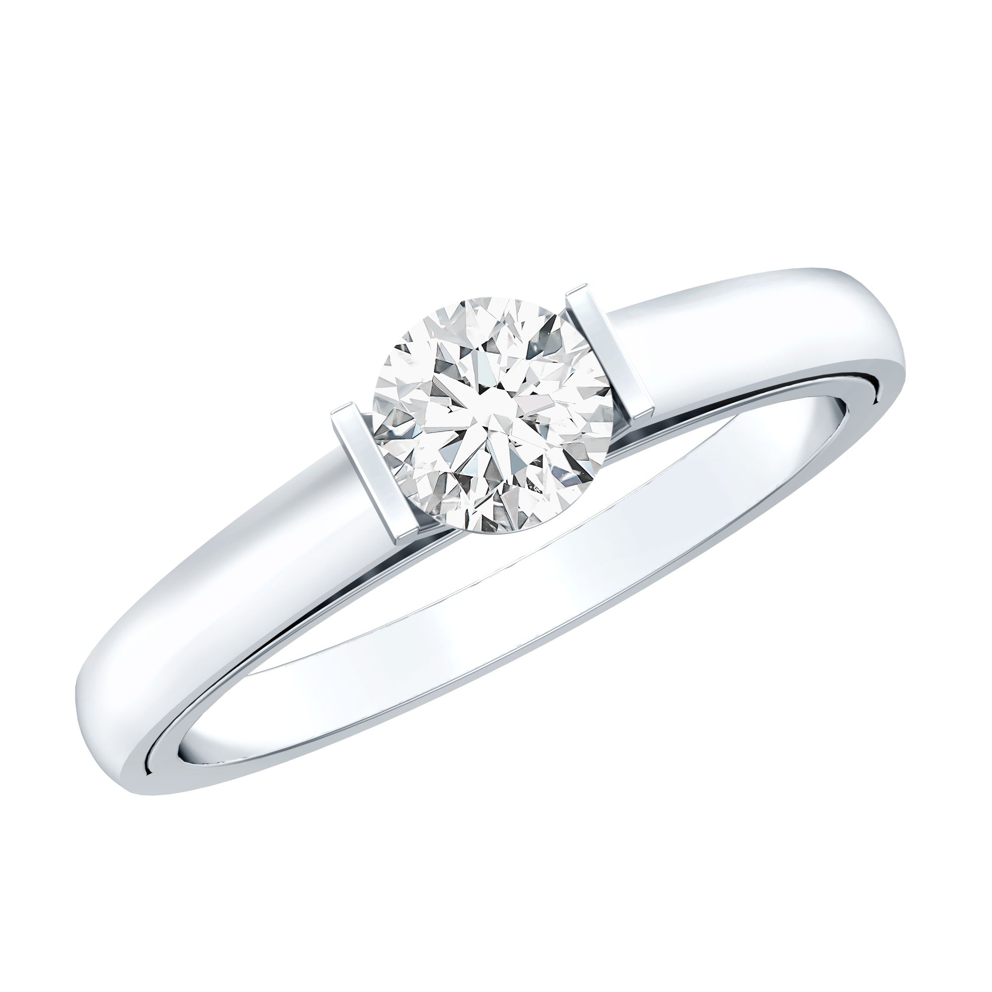 Bar Set Moissanite Solitaire Promise Ring D-VS1 - Rosec Jewels