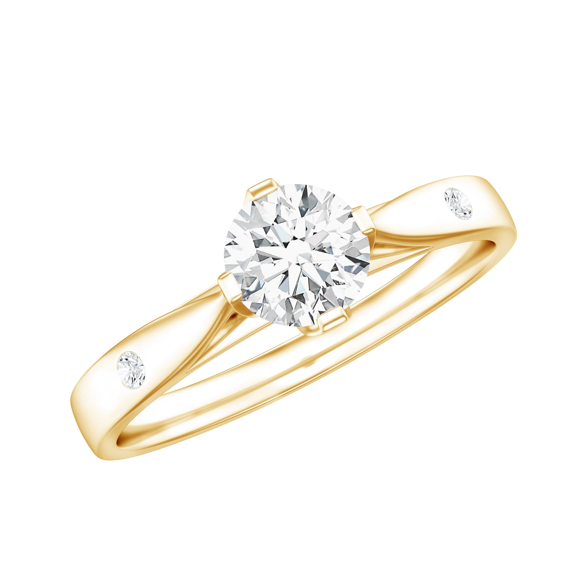 Rosec Jewels-Floral Set Moissanite Solitaire Promise Ring for Her