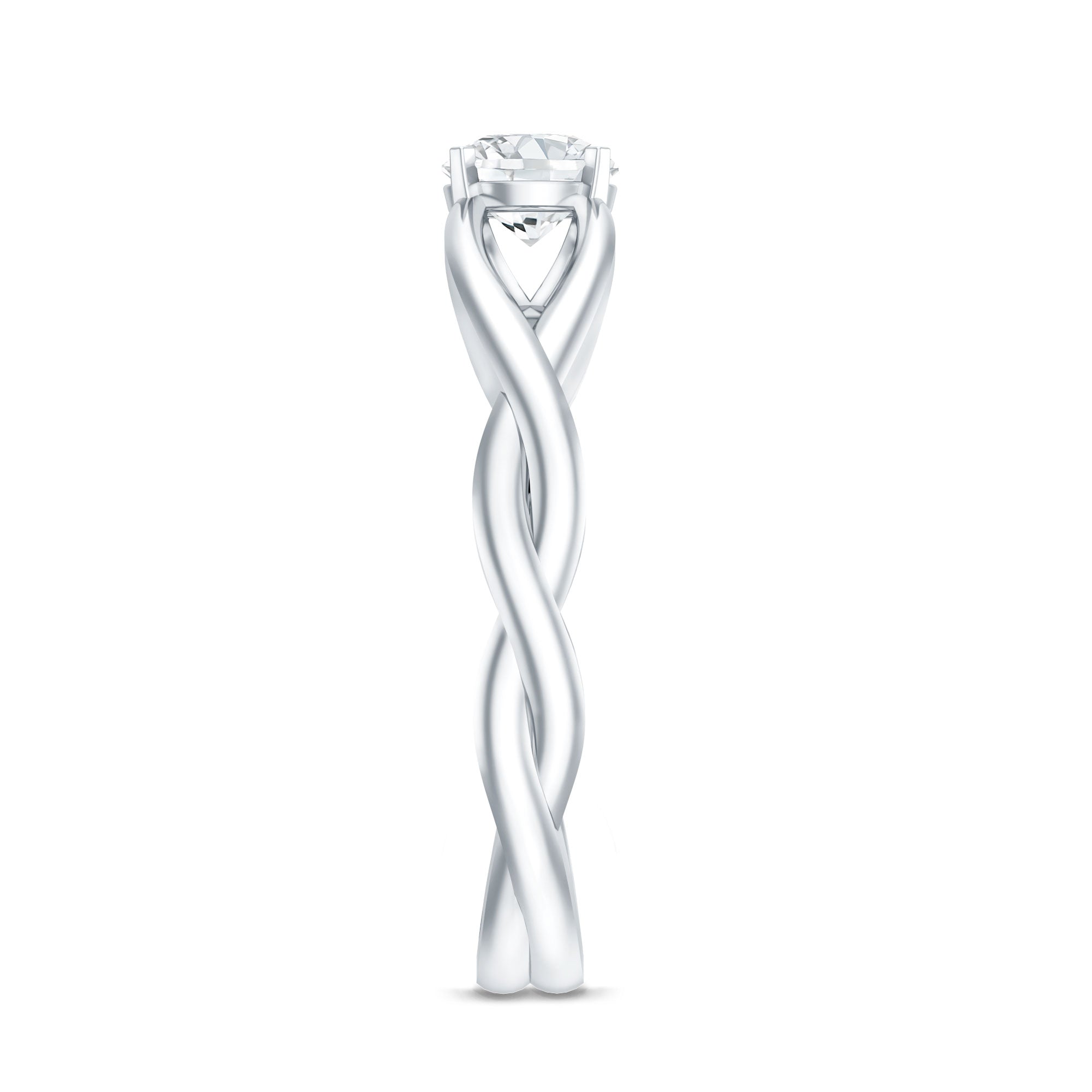 Certified Moissanite Solitaire Engagement Ring in Crossover Shank D-VS1 - Rosec Jewels