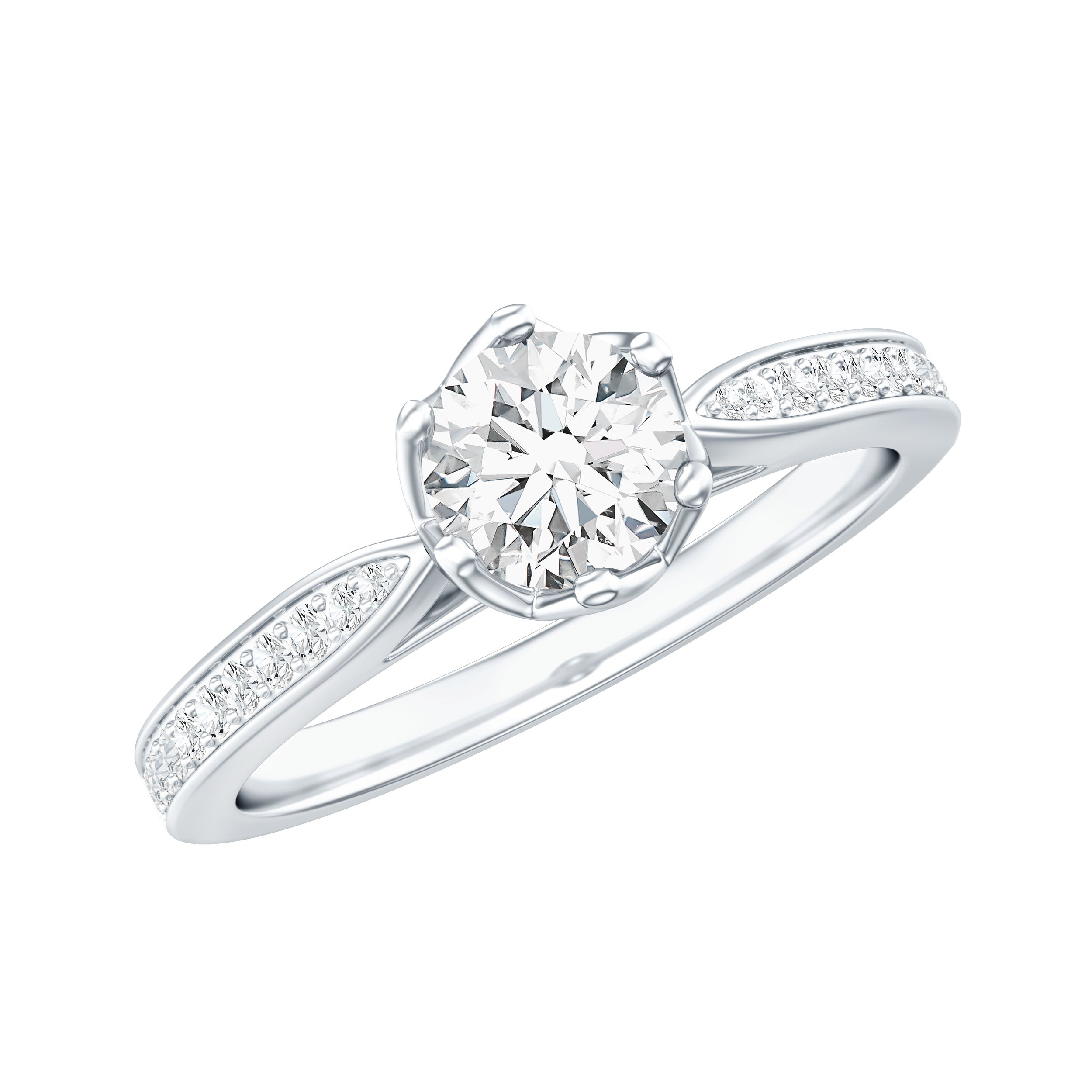 Lotus Basket Set Moissanite Solitaire Engagement Ring for Women D-VS1 - Rosec Jewels