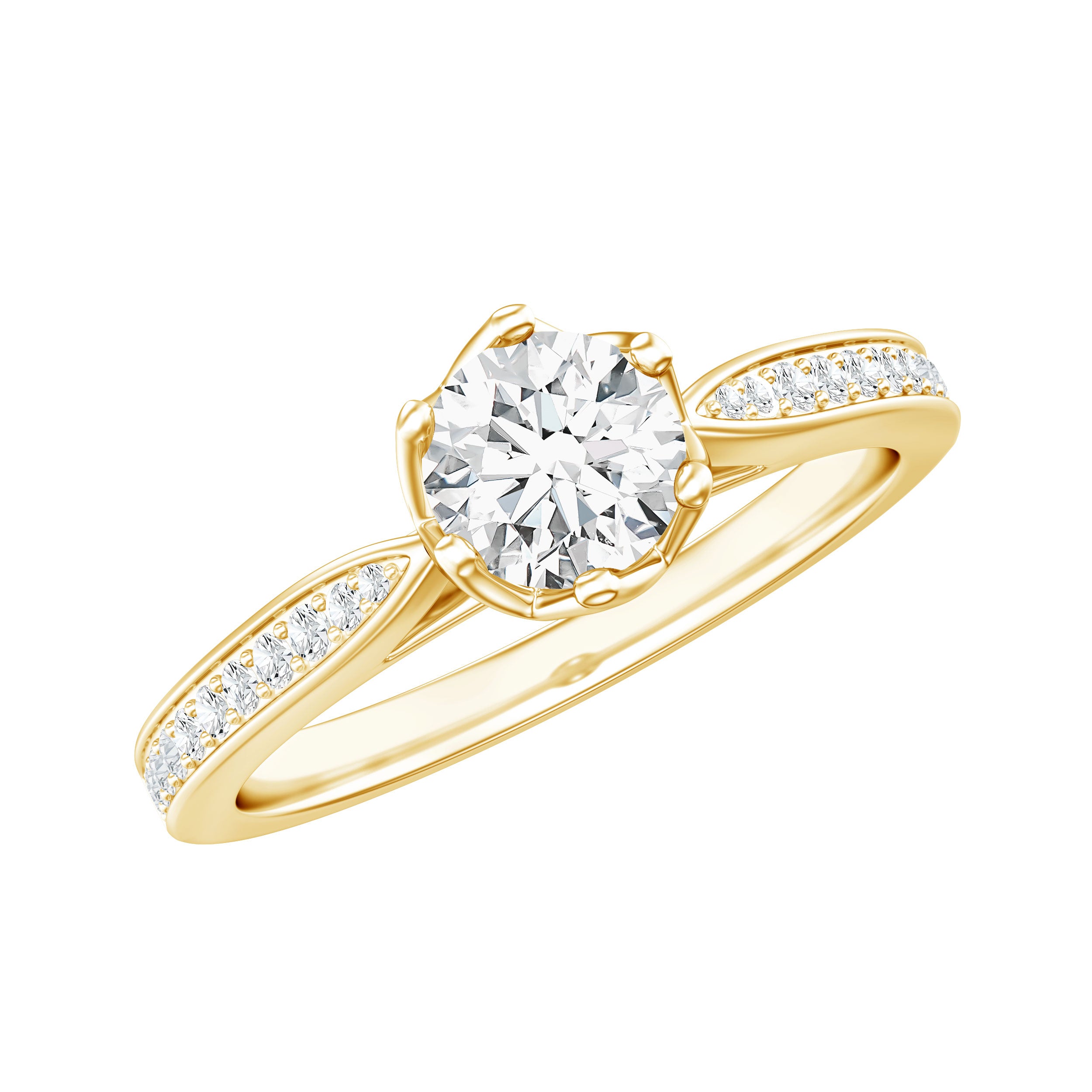 Lotus Basket Set Moissanite Solitaire Engagement Ring for Women D-VS1 - Rosec Jewels