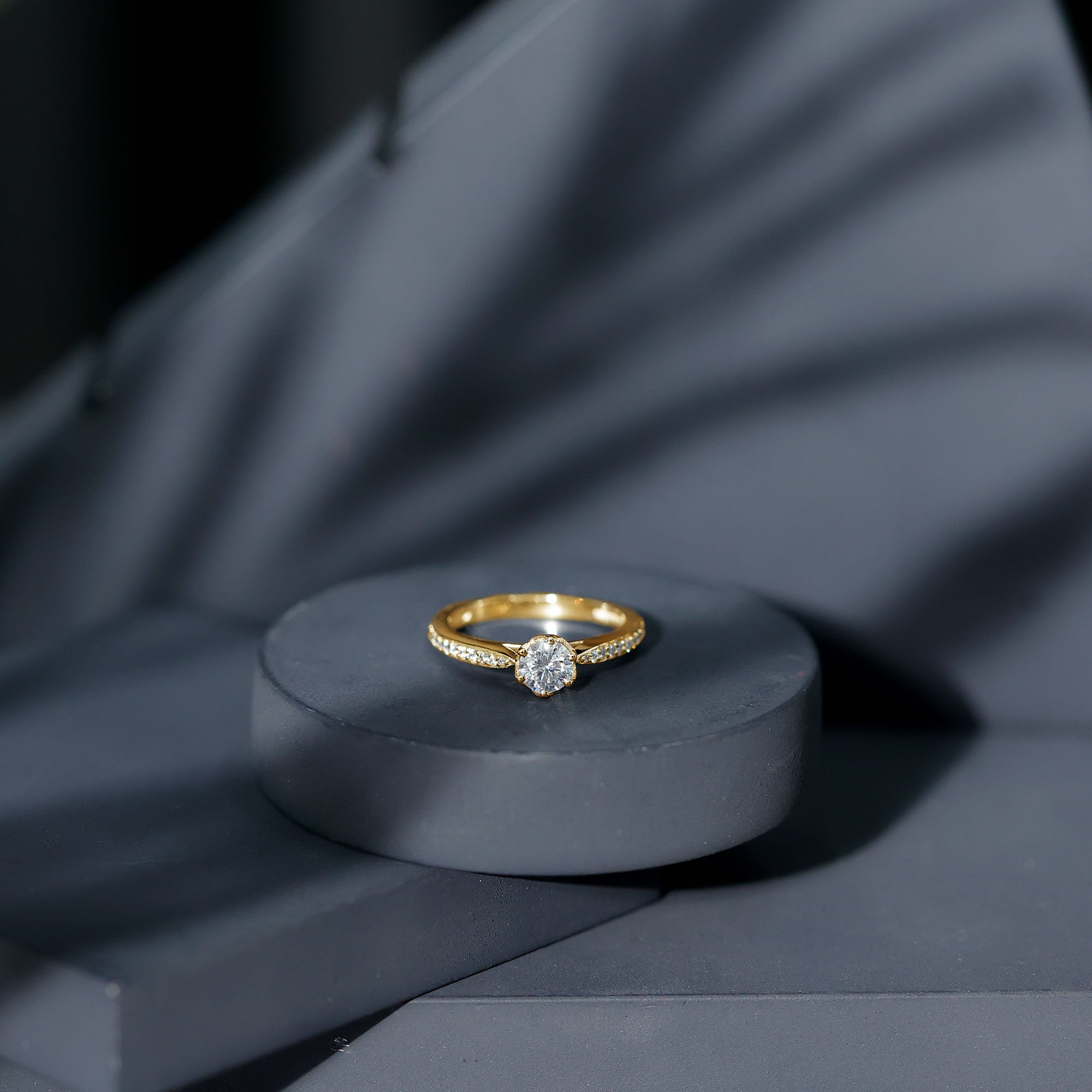 Lotus Basket Set Moissanite Solitaire Engagement Ring for Women D-VS1 - Rosec Jewels