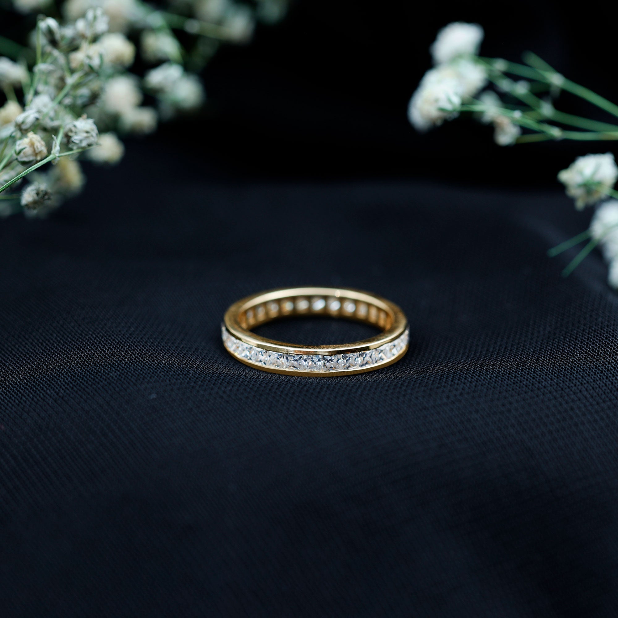 Princess Cut Moissanite Eternity Band Ring in Channel Setting D-VS1 - Rosec Jewels