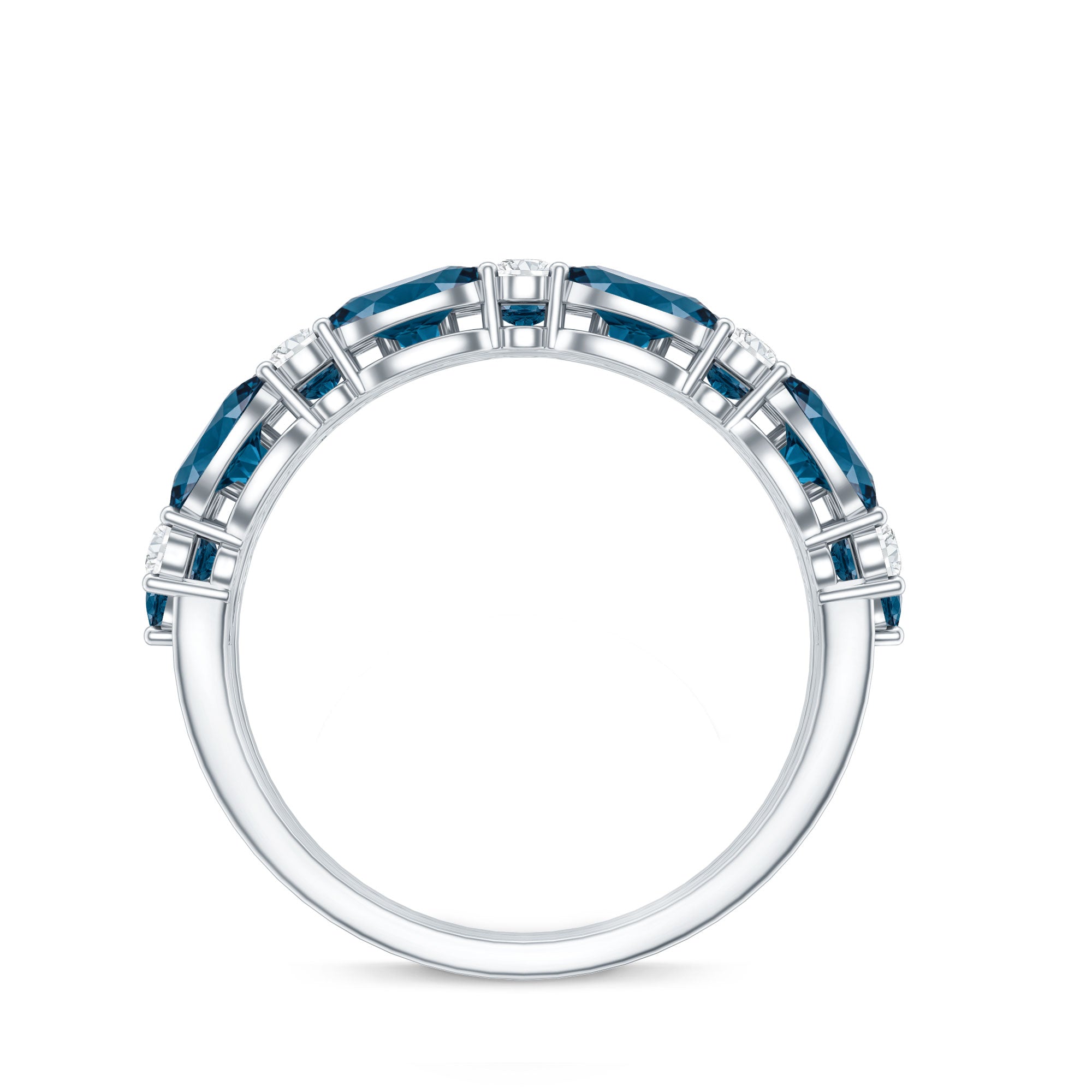 Natural London Blue Topaz and Diamond Statement Ring AAA - Rosec Jewels