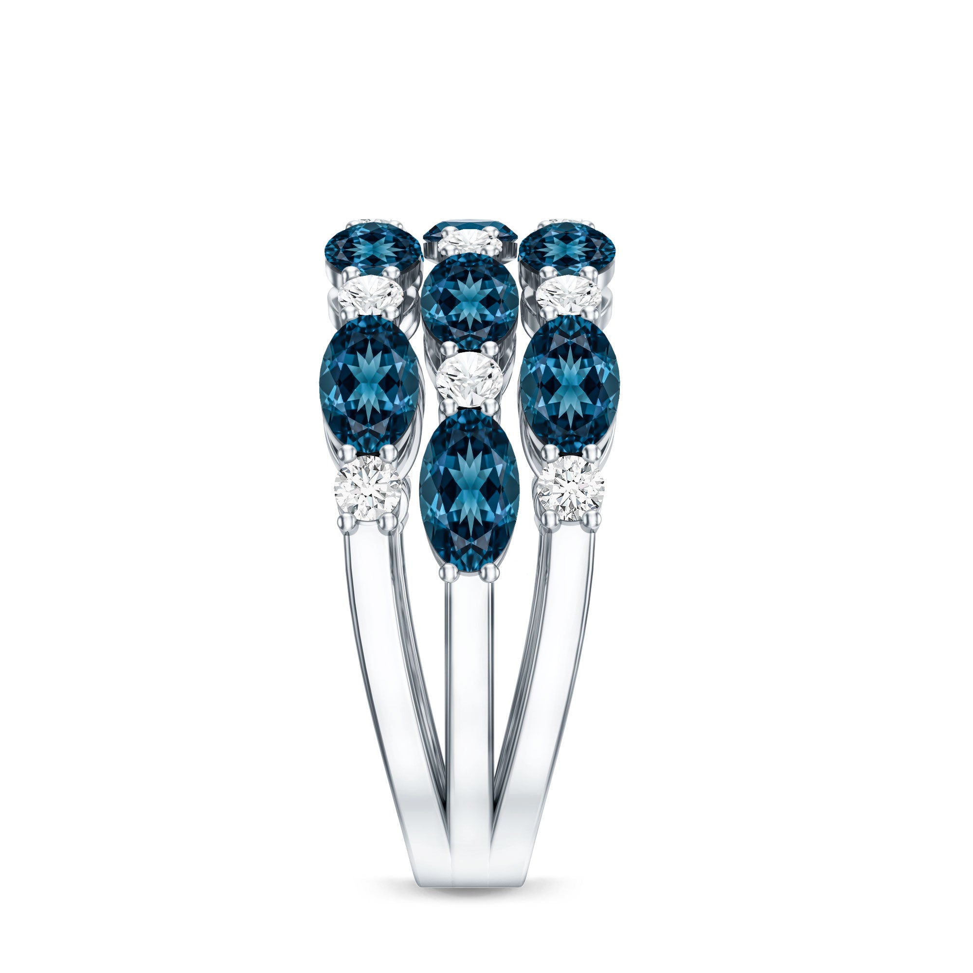 Natural London Blue Topaz and Diamond Statement Ring AAA - Rosec Jewels