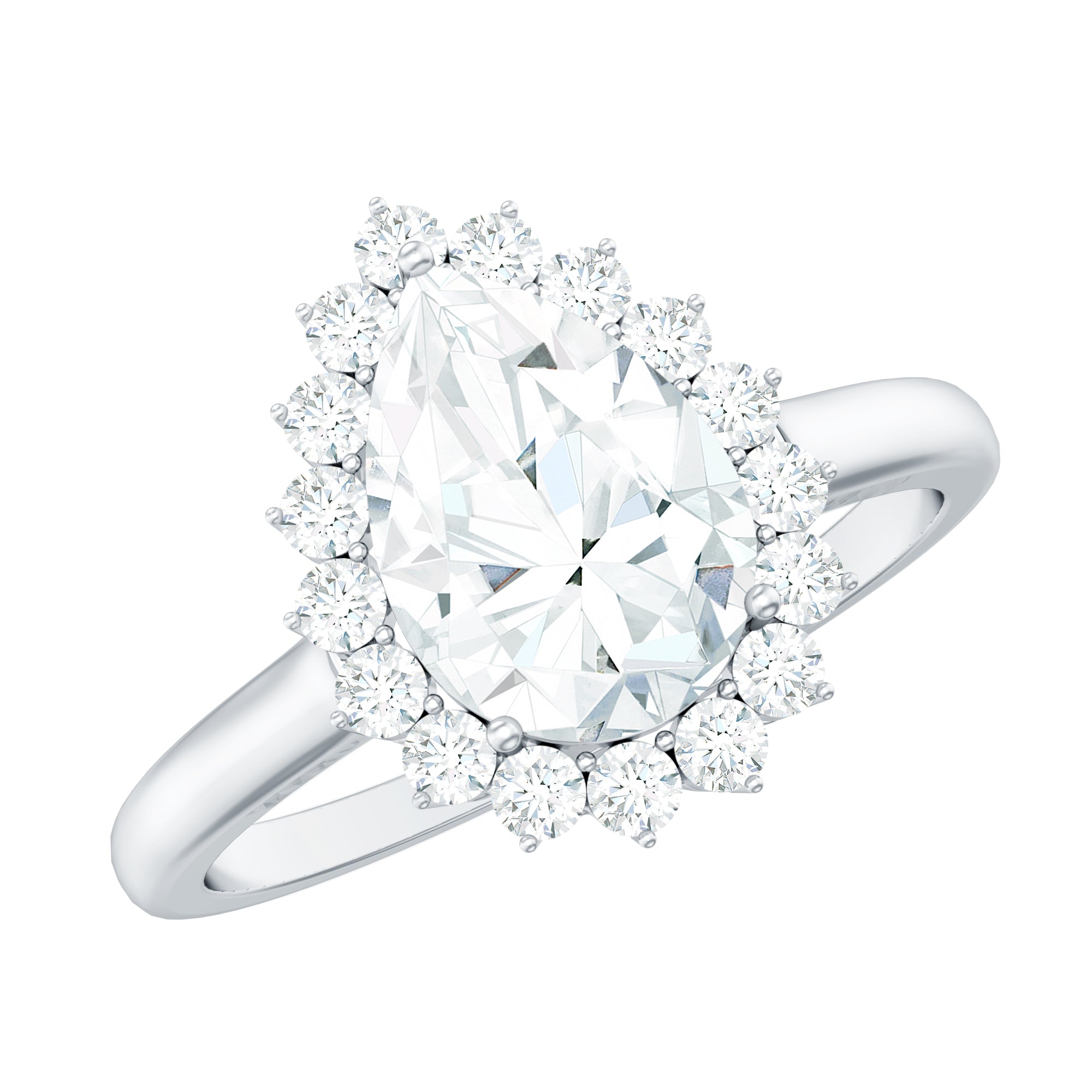 Certified Pear Cut Engagement Ring With Moissanite D-VS1 - Rosec Jewels