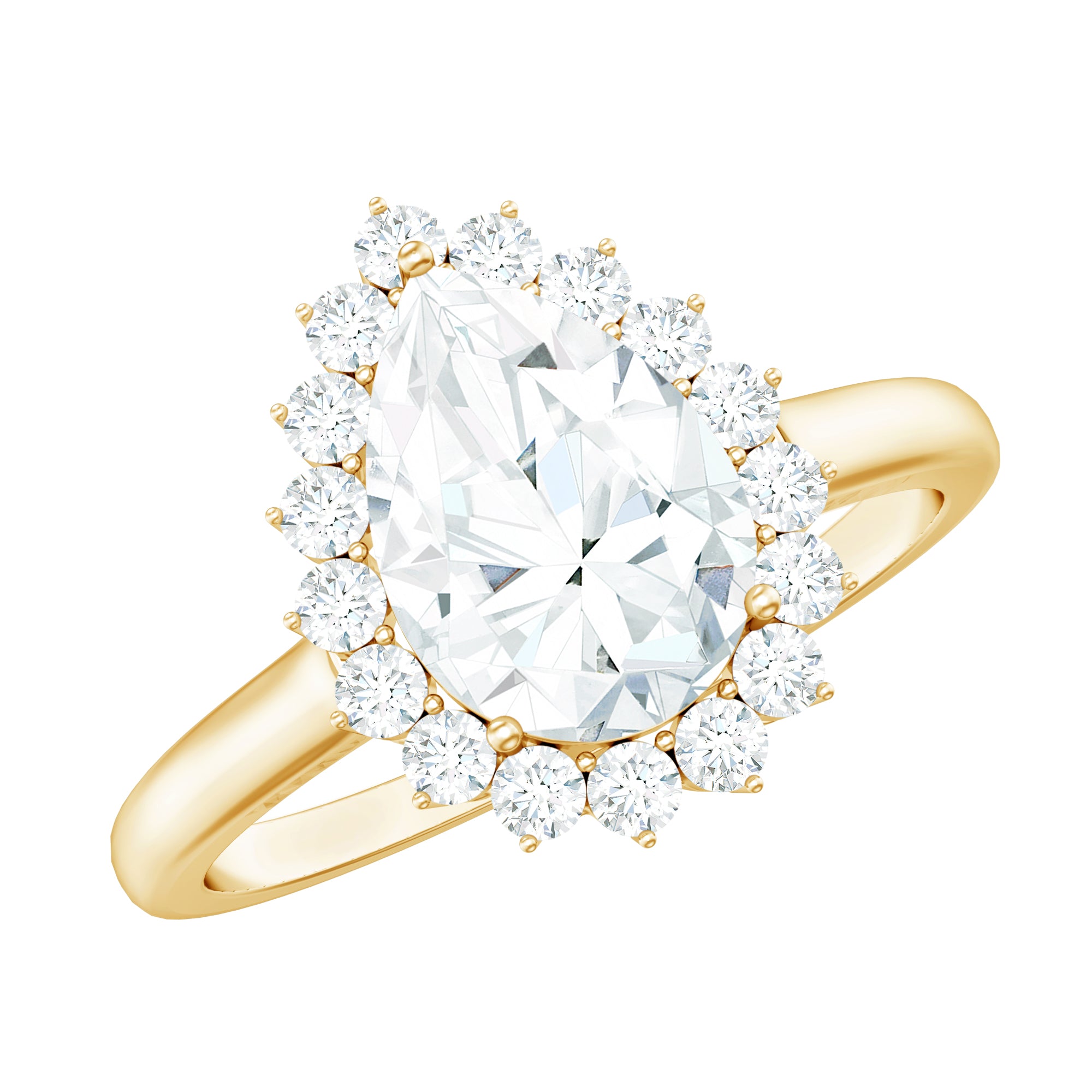 Certified Pear Cut Engagement Ring With Moissanite D-VS1 - Rosec Jewels
