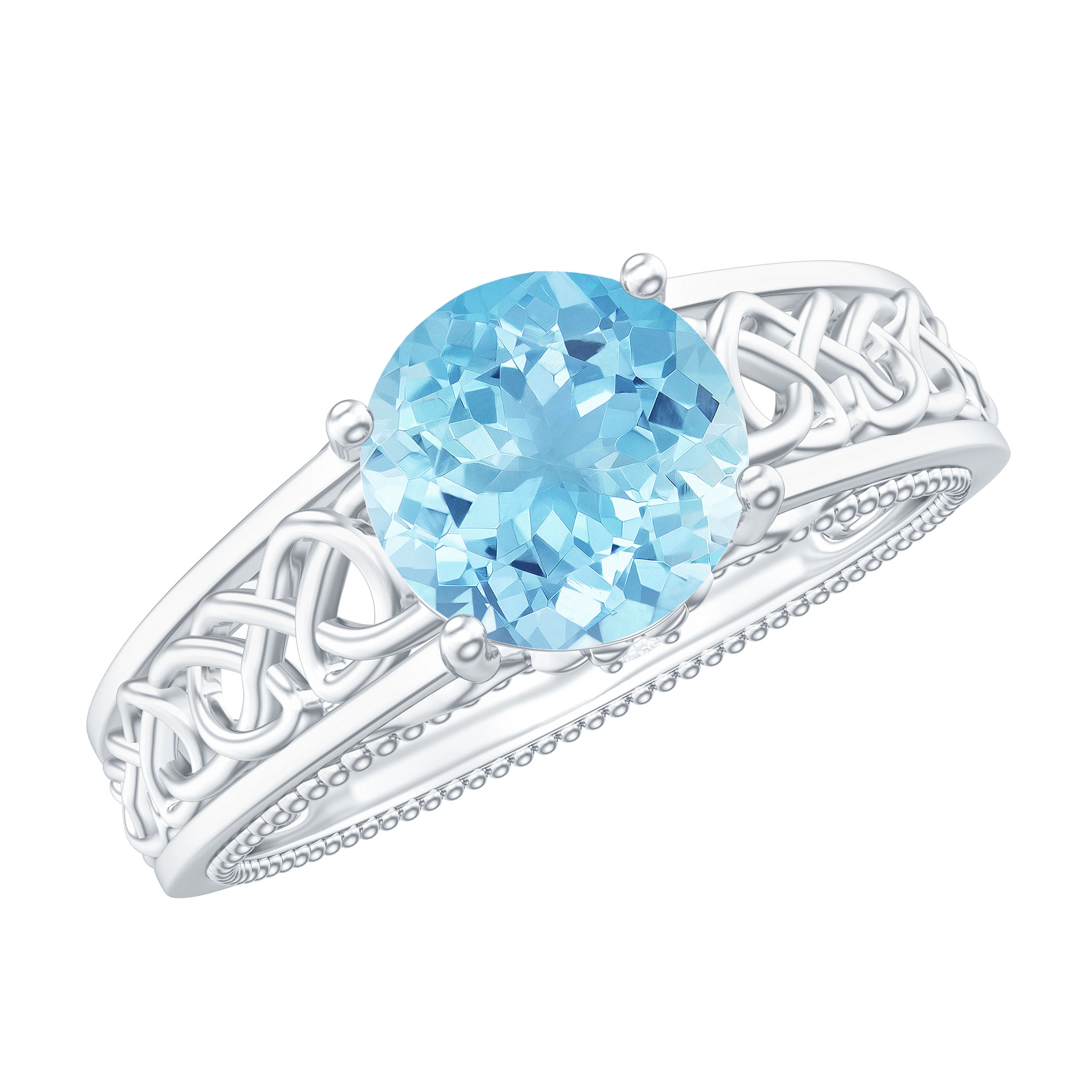 Vintage Looking Aquamarine Engagement Ring with Diamond