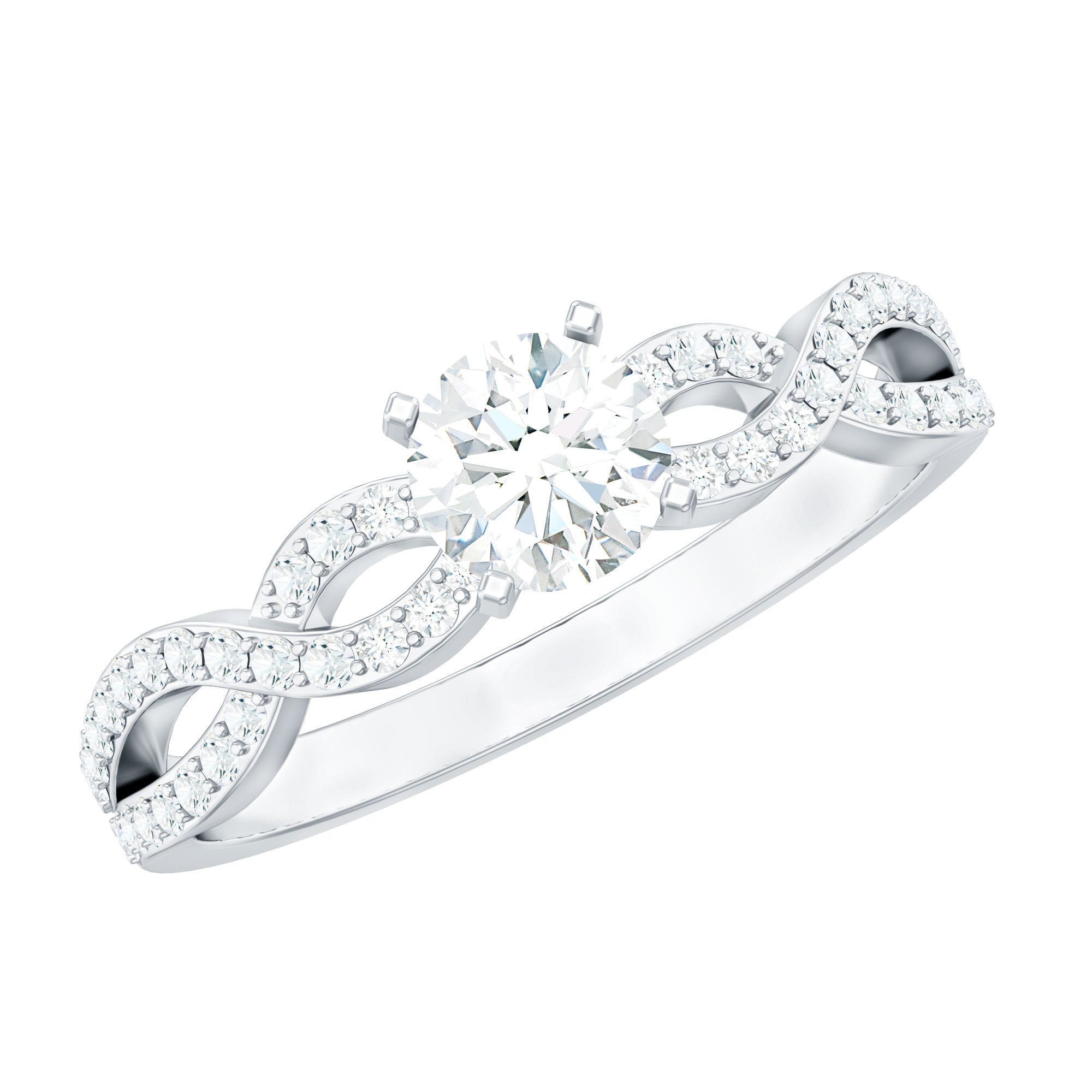 1 CT Round Shape Moissanite Crossover Infinity Ring