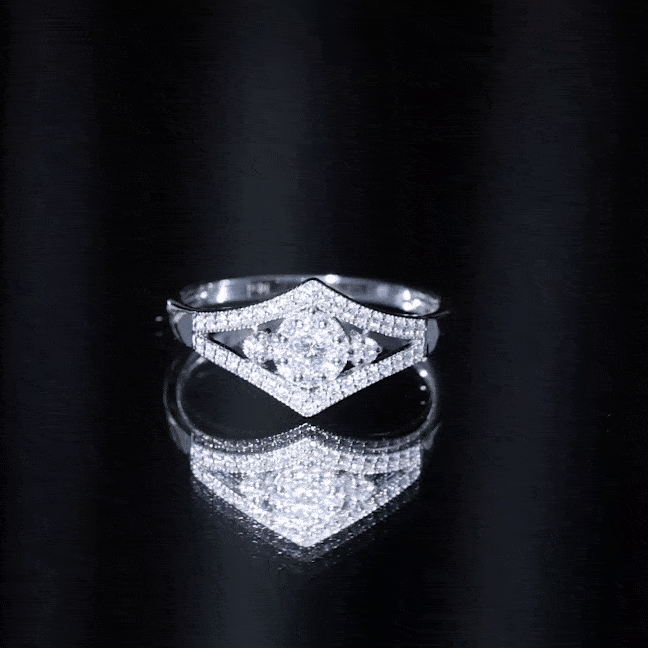 Round Diamond Vintage Ring in illusion Setting Natural - ( HI-SI ) - Rosec Jewels