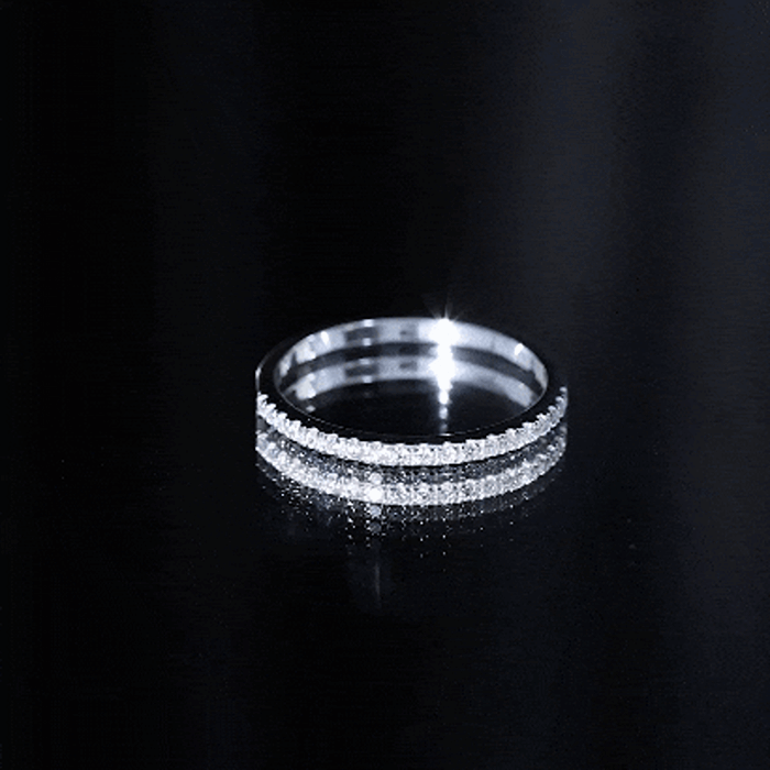 Certified Moissanite Simple Half Eternity Ring D-VS1 - Rosec Jewels