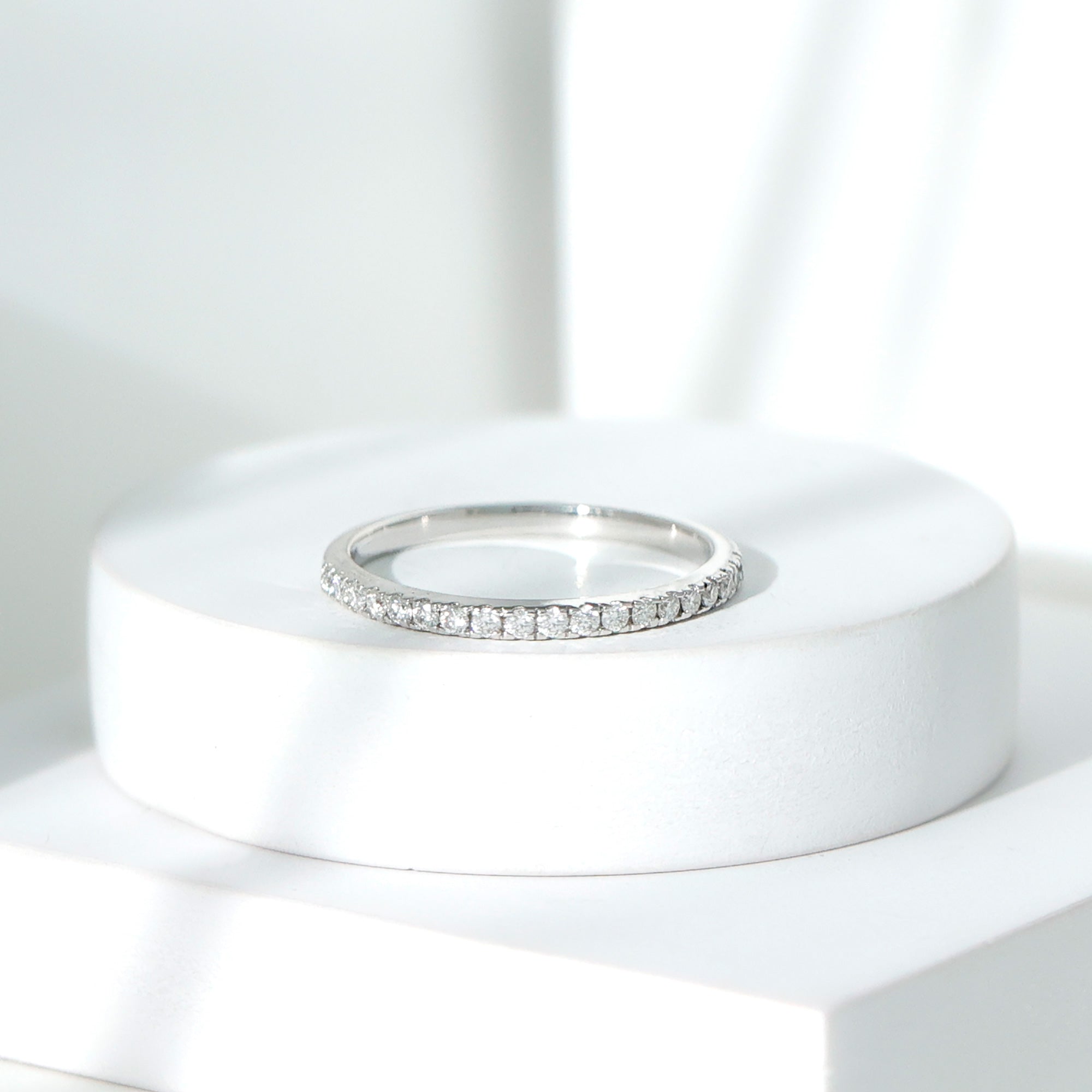 Certified Moissanite Simple Half Eternity Ring D-VS1 - Rosec Jewels
