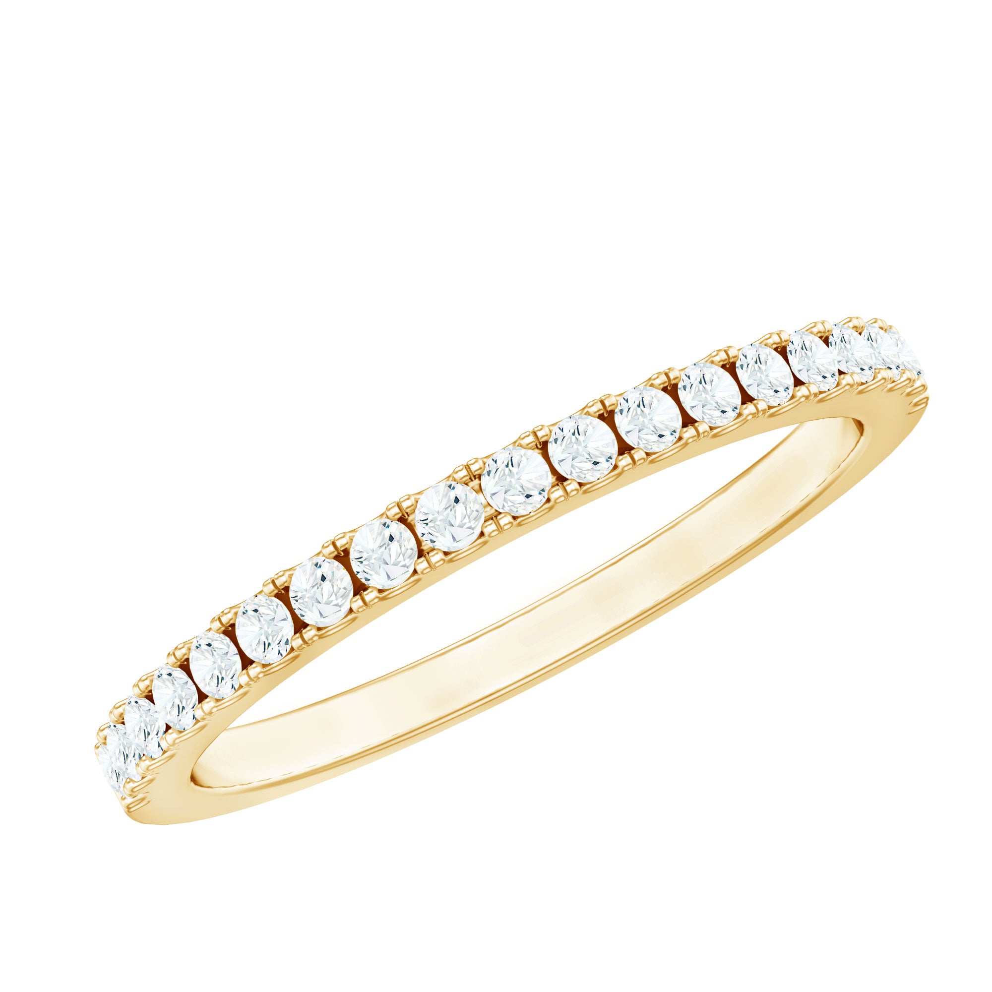 Certified Moissanite Simple Half Eternity Ring D-VS1 - Rosec Jewels