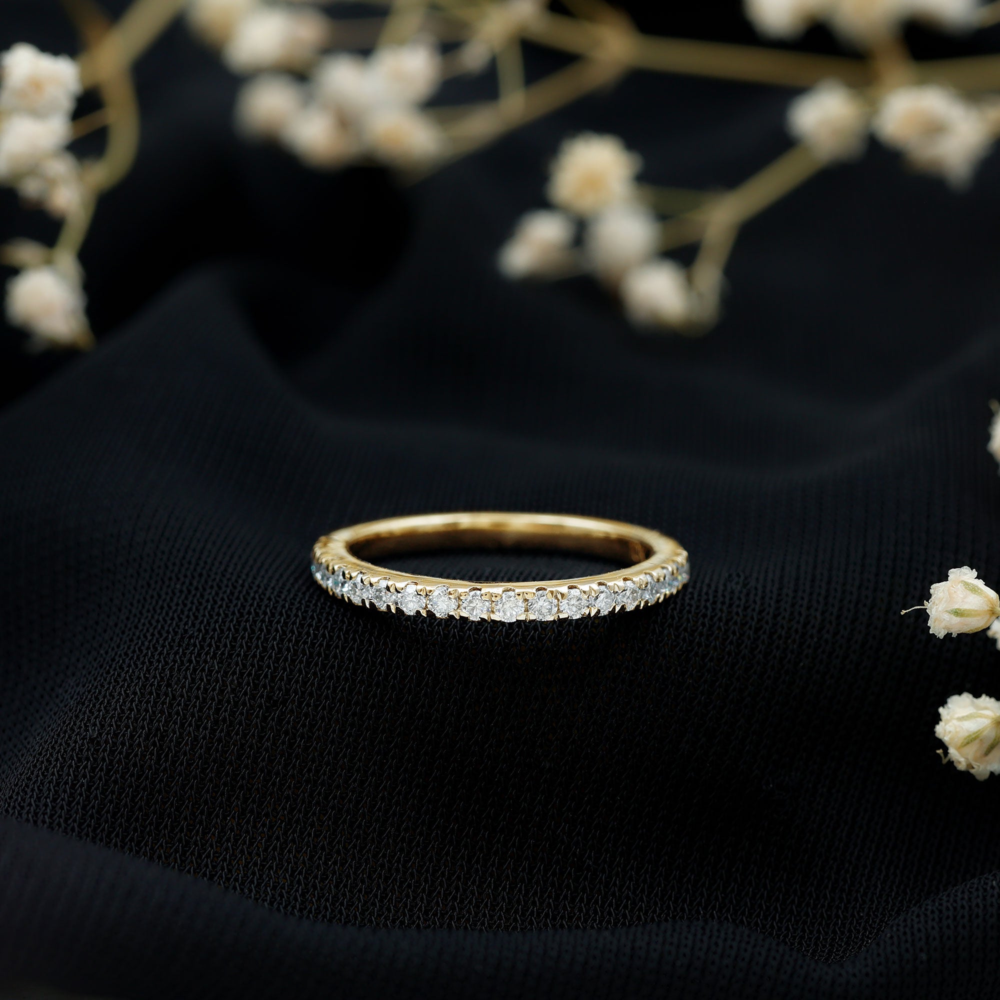 Certified Moissanite Simple Half Eternity Ring D-VS1 - Rosec Jewels