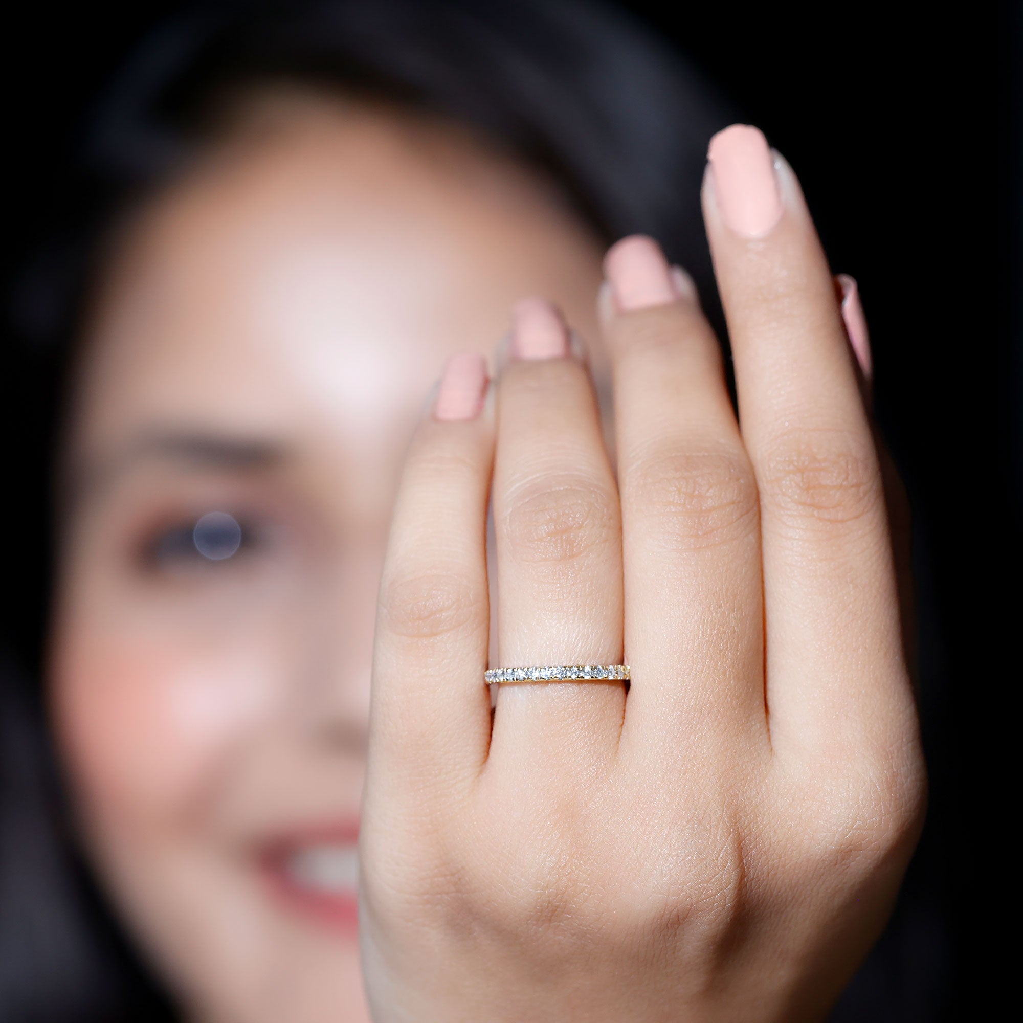 Certified Moissanite Simple Half Eternity Ring D-VS1 - Rosec Jewels