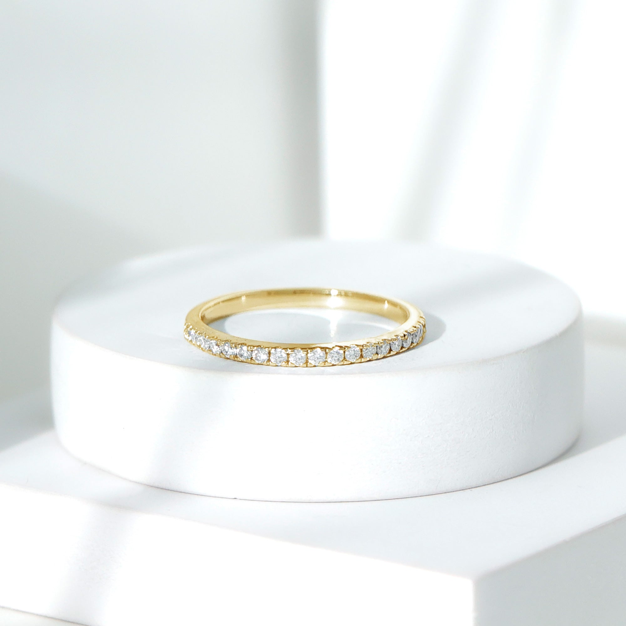 Certified Moissanite Simple Half Eternity Ring D-VS1 - Rosec Jewels