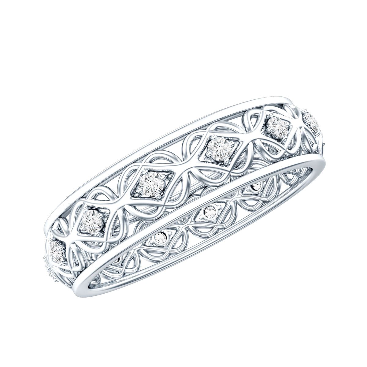 Moissanite Celtic Knot Wedding Band Ring D-VS1 - Rosec Jewels