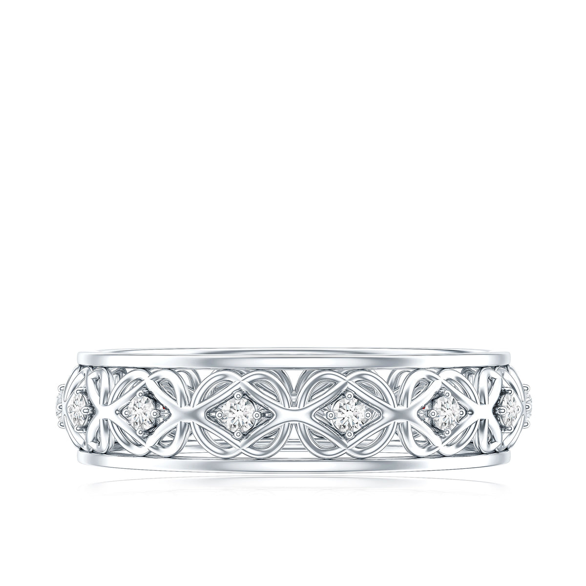 Moissanite Celtic Knot Wedding Band Ring D-VS1 - Rosec Jewels