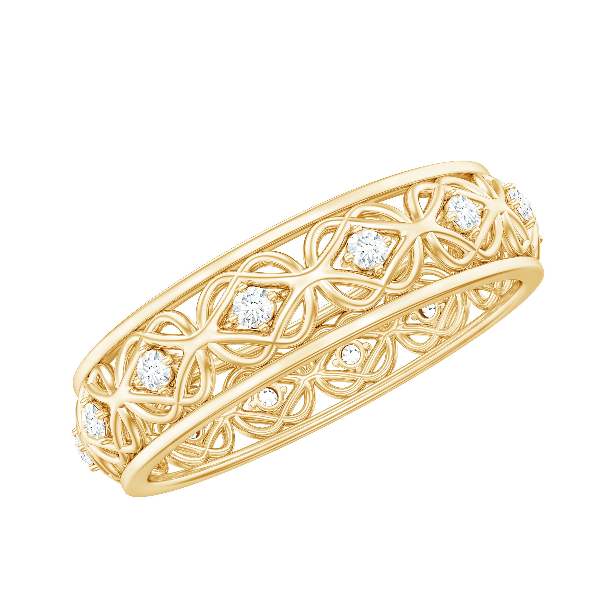 Moissanite Celtic Knot Wedding Band Ring D-VS1 - Rosec Jewels