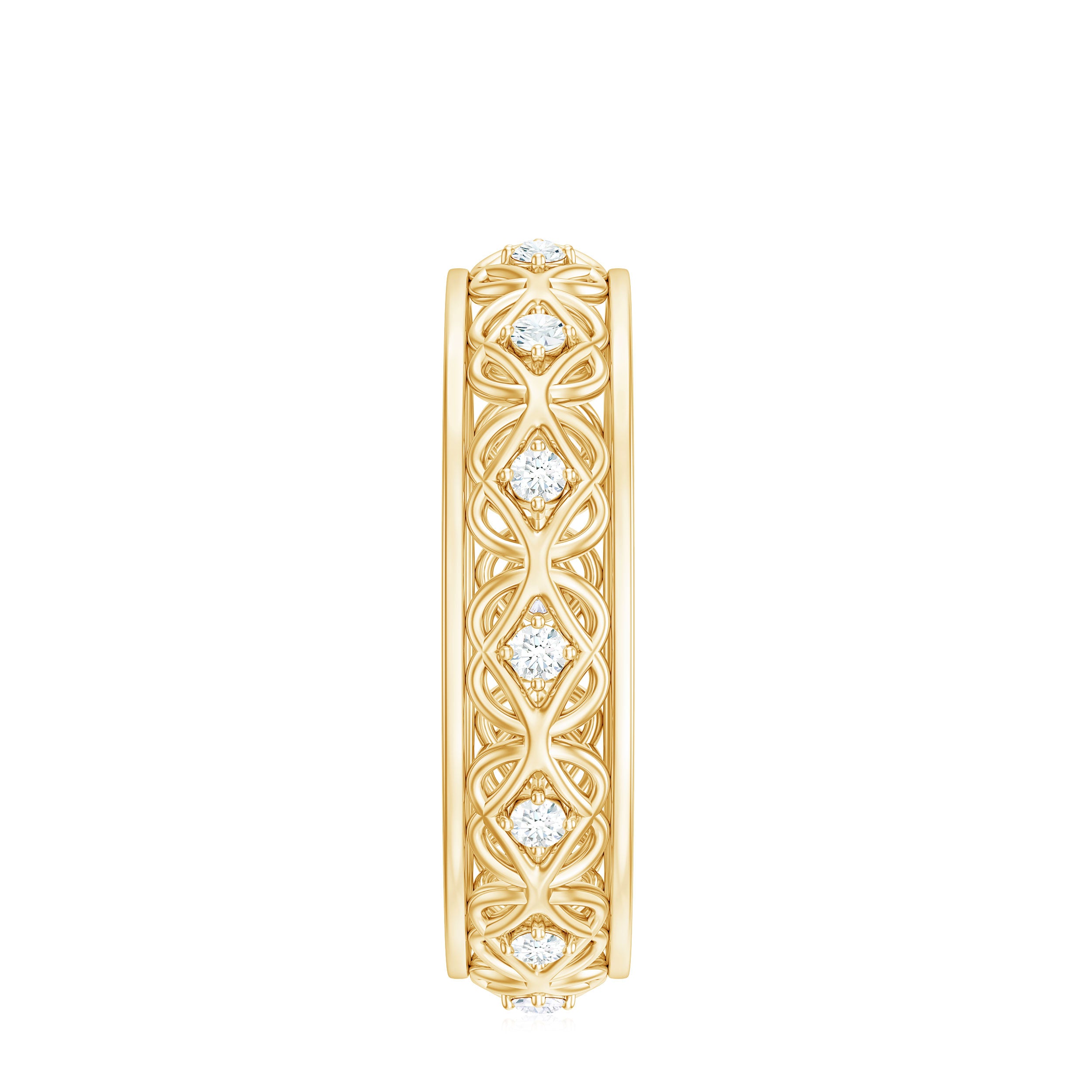 Rosec Jewels-Moissanite Celtic Knot Wedding Band Ring