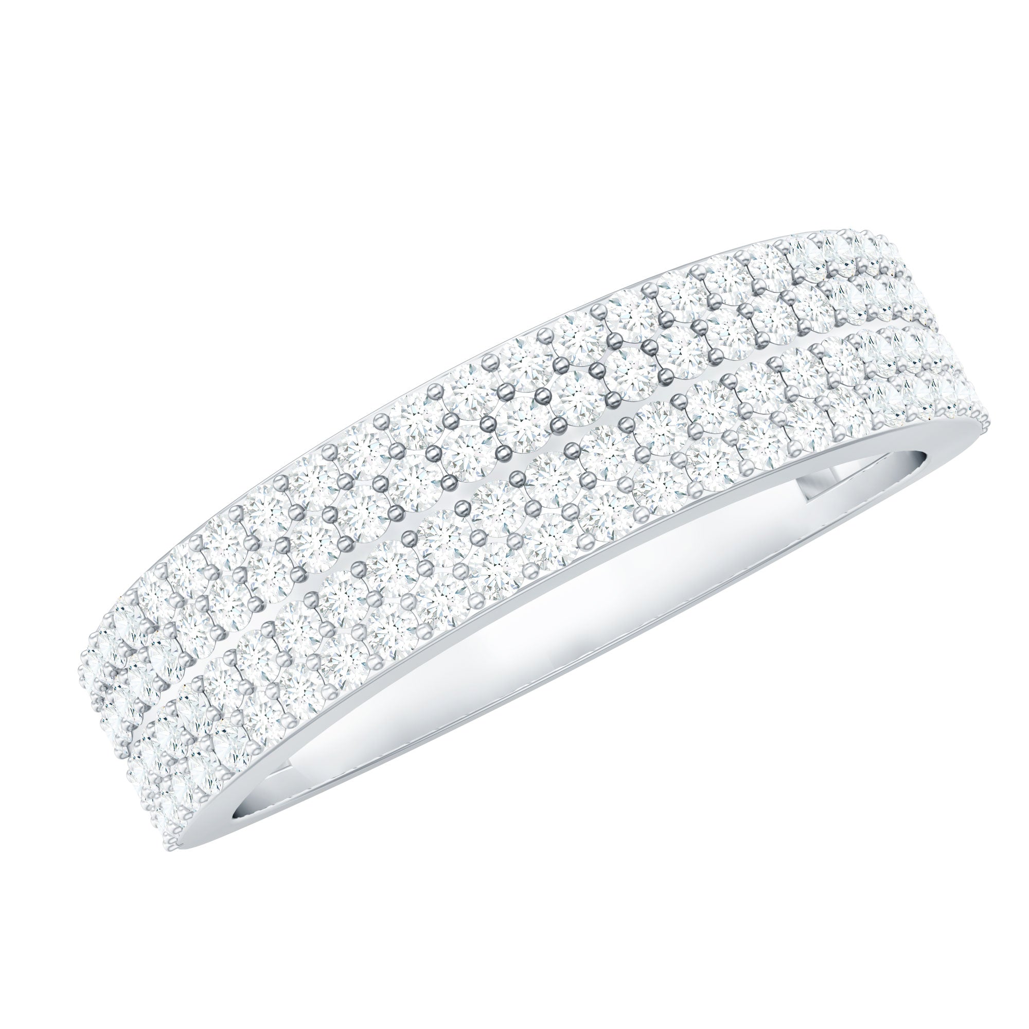 Thick Moissanite Half Eternity Wedding Band D-VS1 - Rosec Jewels
