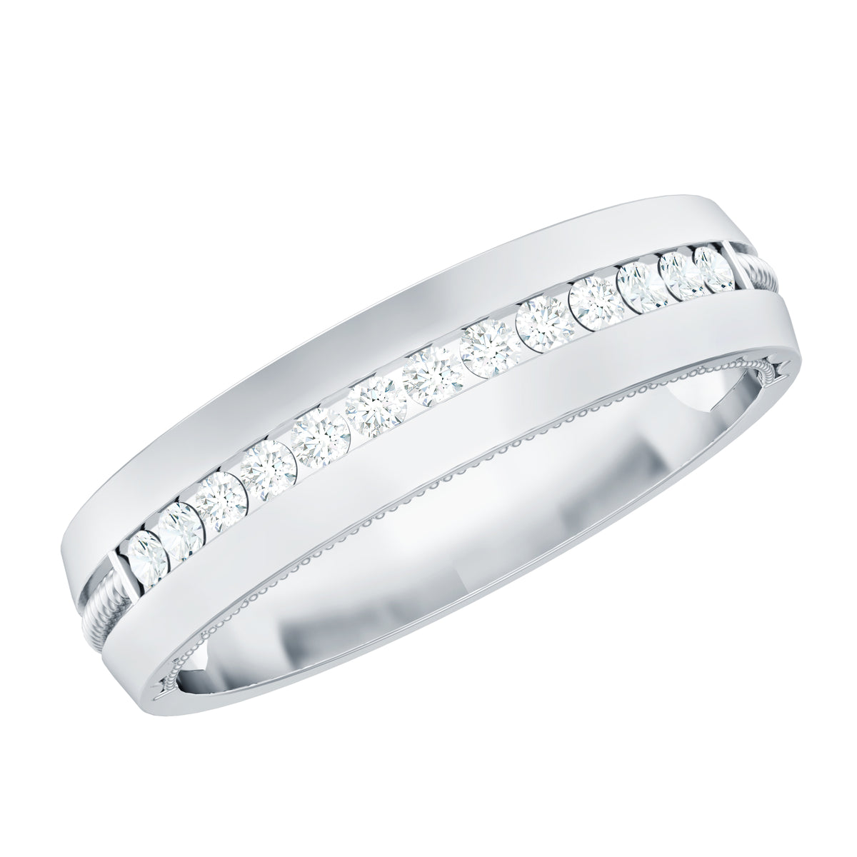 Brilliant Cut Moissanite Wedding Band D-VS1 - Rosec Jewels