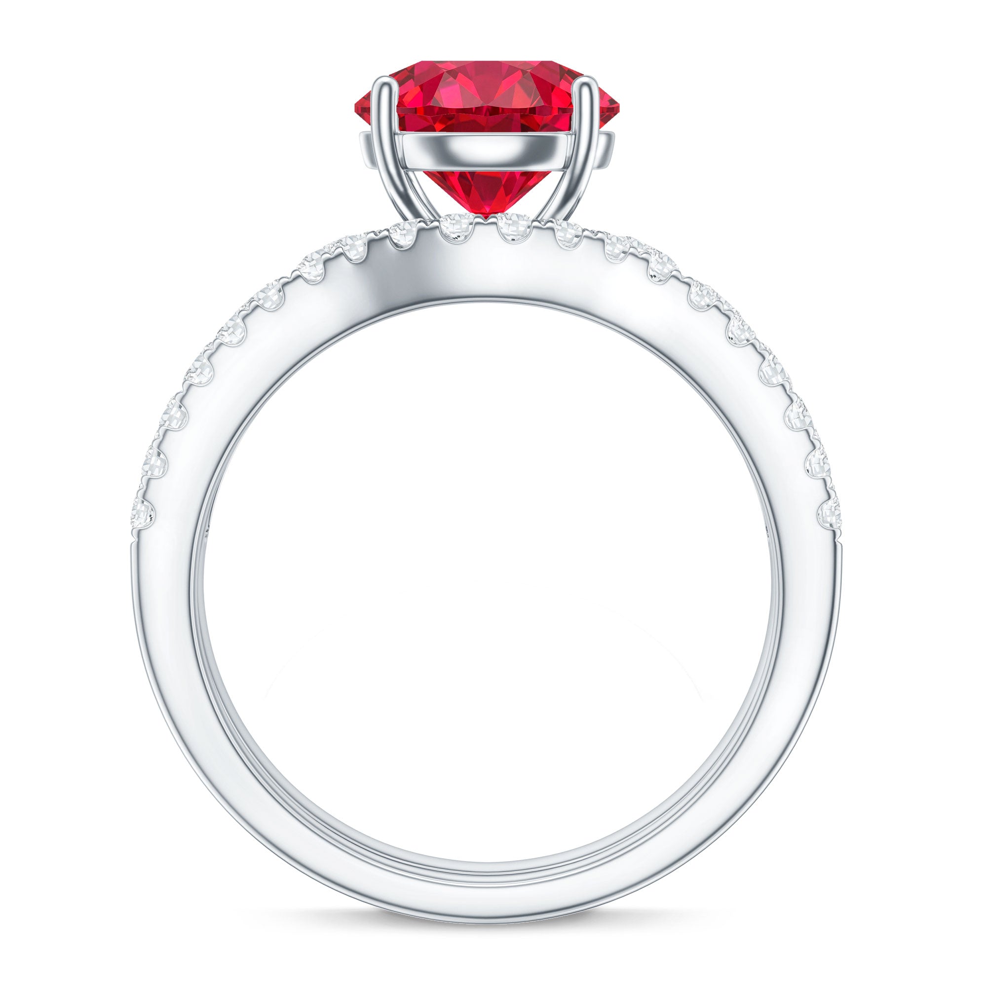 Certified Lab Grown Ruby and Moissanite Wedding Ring Set For Her AAAA - Rosec Jewels