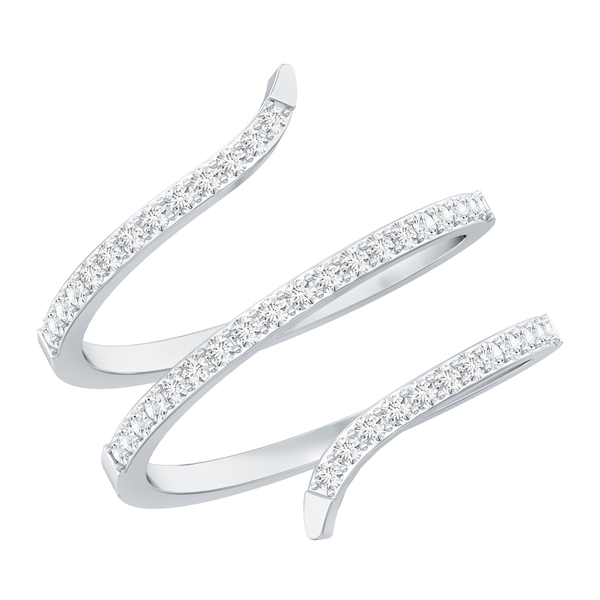 Certified Diamond Spiral Ring For Women Natural - ( HI-SI ) - Rosec Jewels