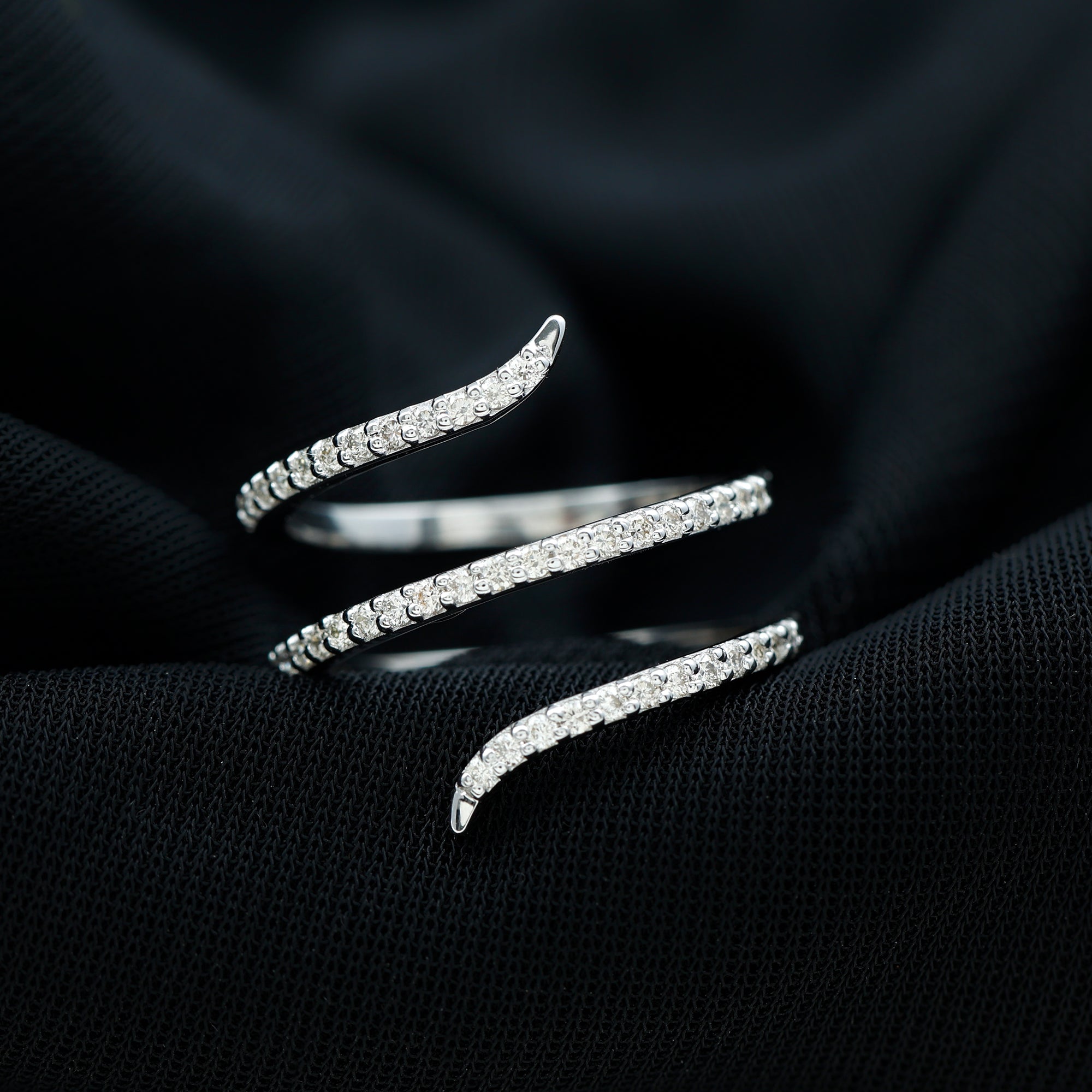 Certified Diamond Spiral Ring For Women Natural - ( HI-SI ) - Rosec Jewels