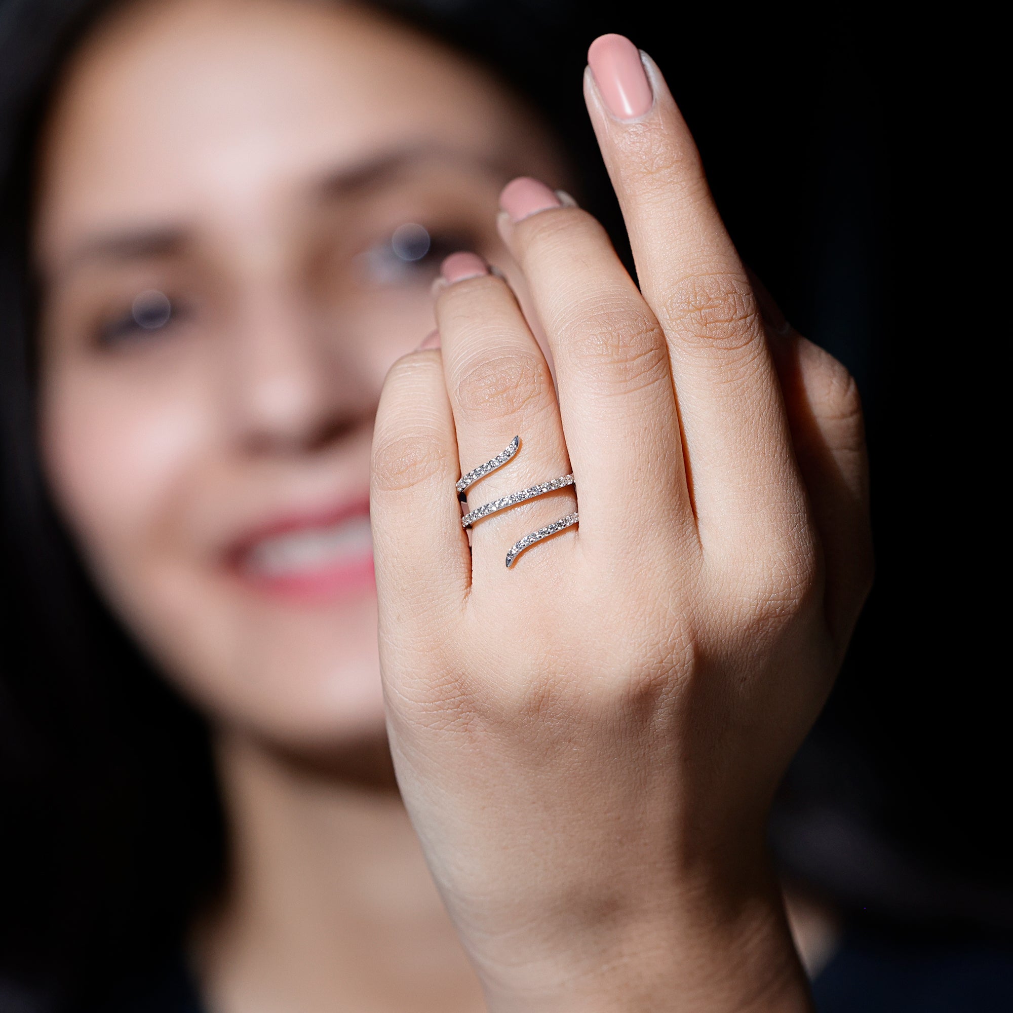 Certified Diamond Spiral Ring For Women Natural - ( HI-SI ) - Rosec Jewels