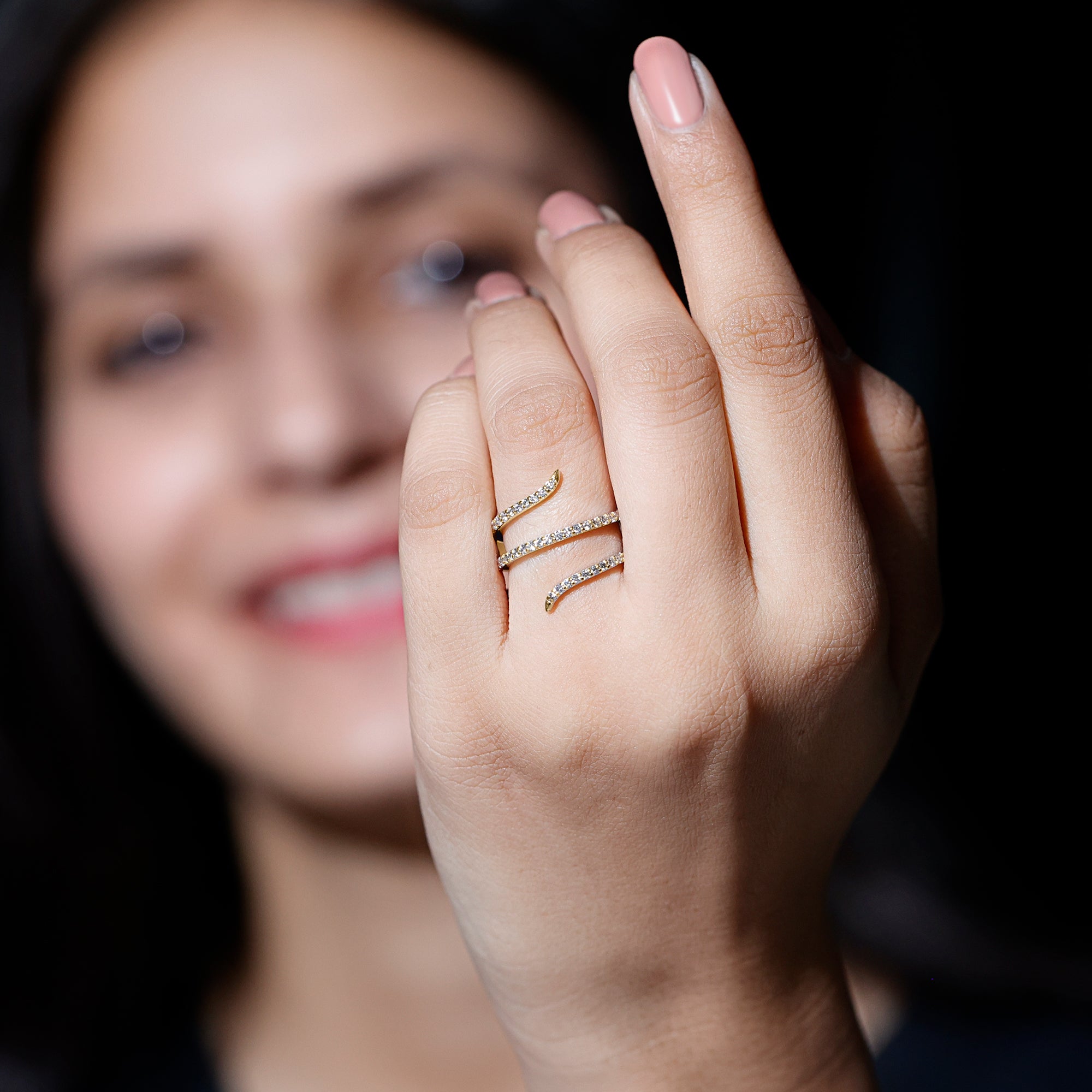 Certified Diamond Spiral Ring For Women Natural - ( HI-SI ) - Rosec Jewels