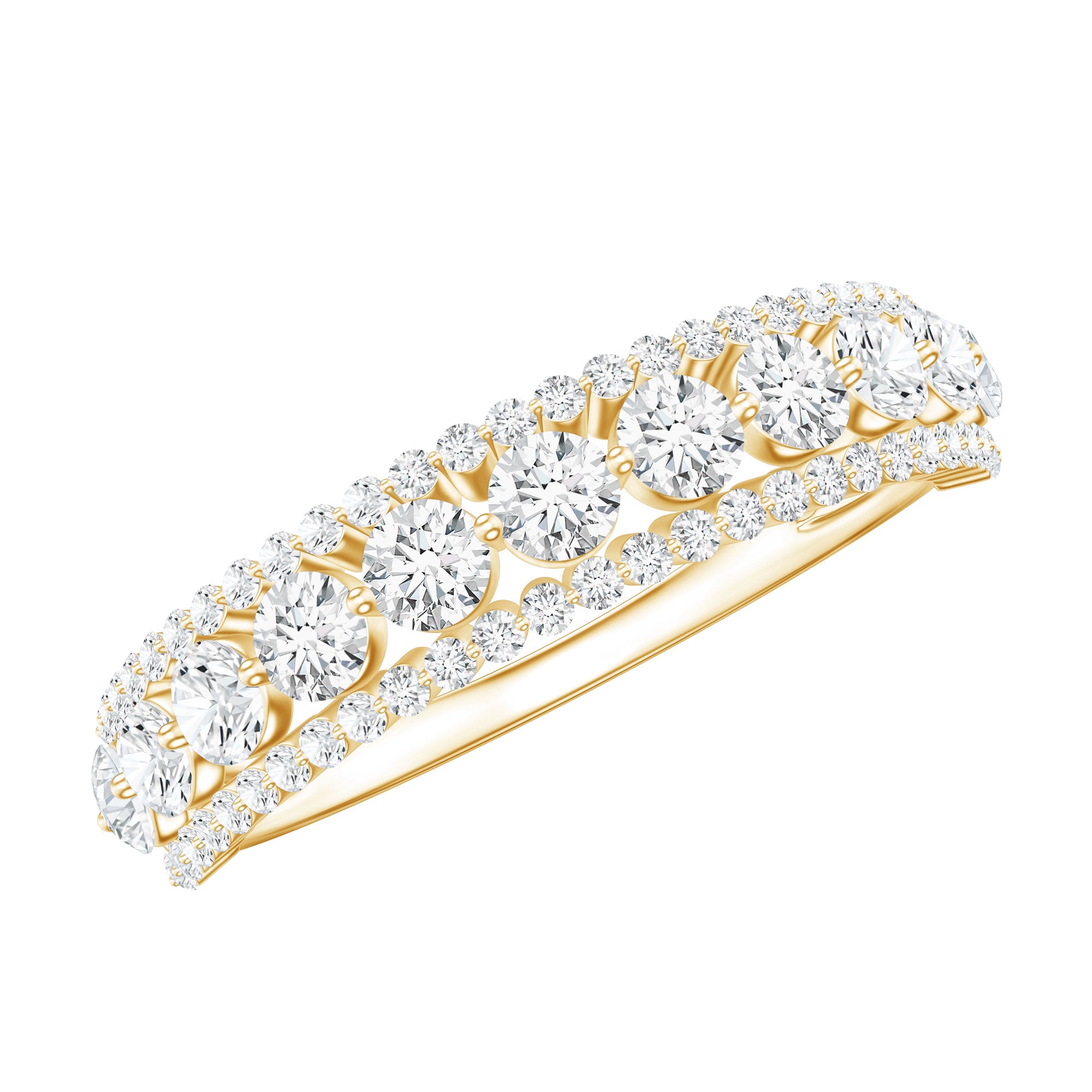 Round Shape Moissanite Half Eternity Wedding Band D-VS1 - Rosec Jewels