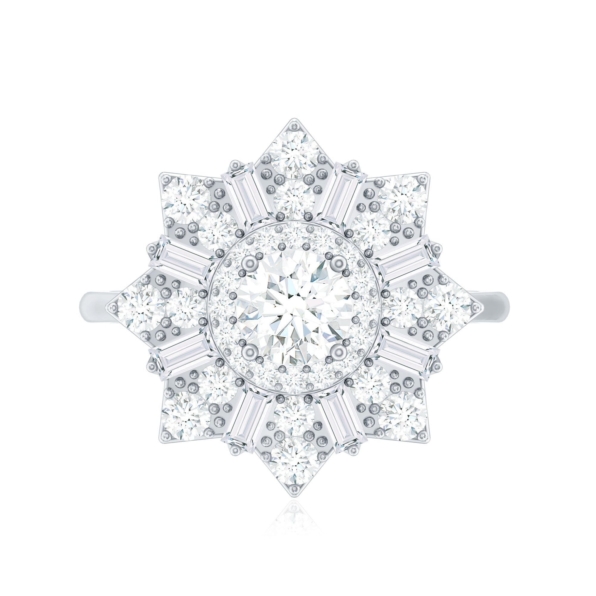 Certified Brilliant Cut Moissanite Cocktail Engagement Ring for Women D-VS1 - Rosec Jewels