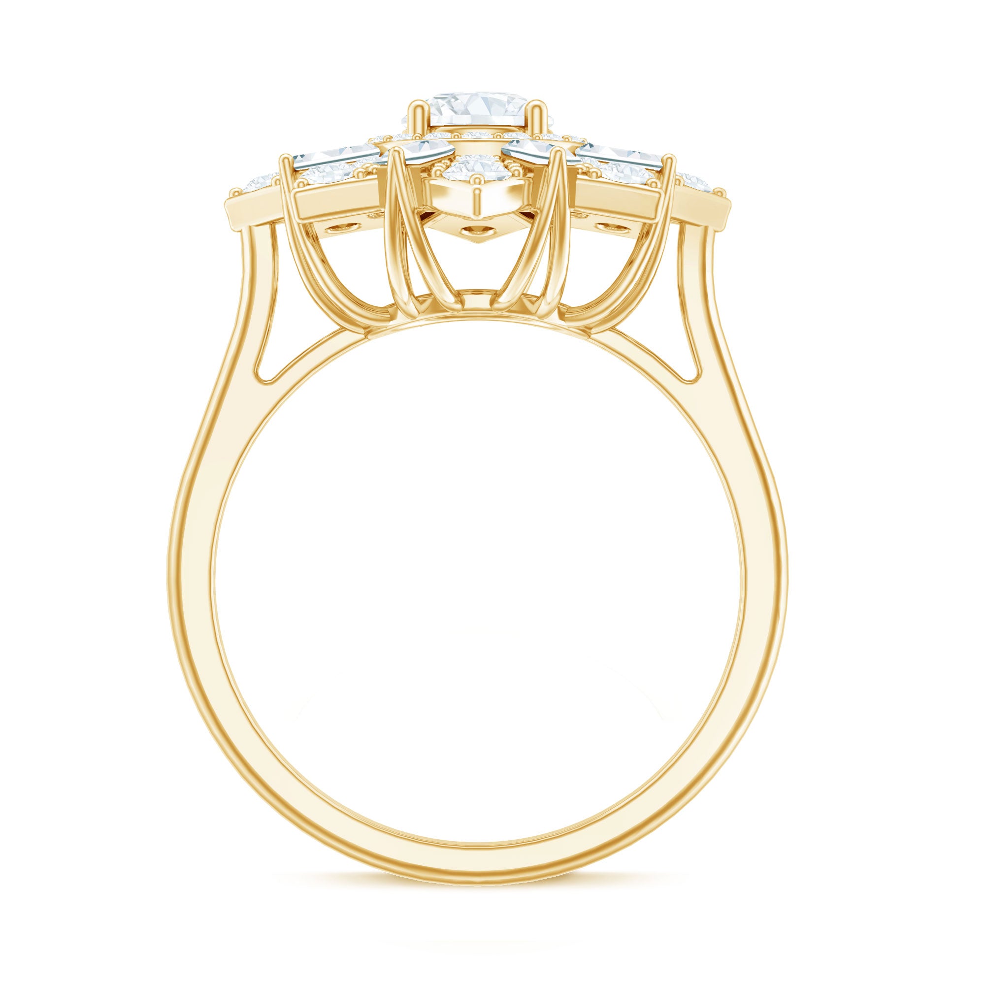 Certified Brilliant Cut Moissanite Cocktail Engagement Ring for Women D-VS1 - Rosec Jewels