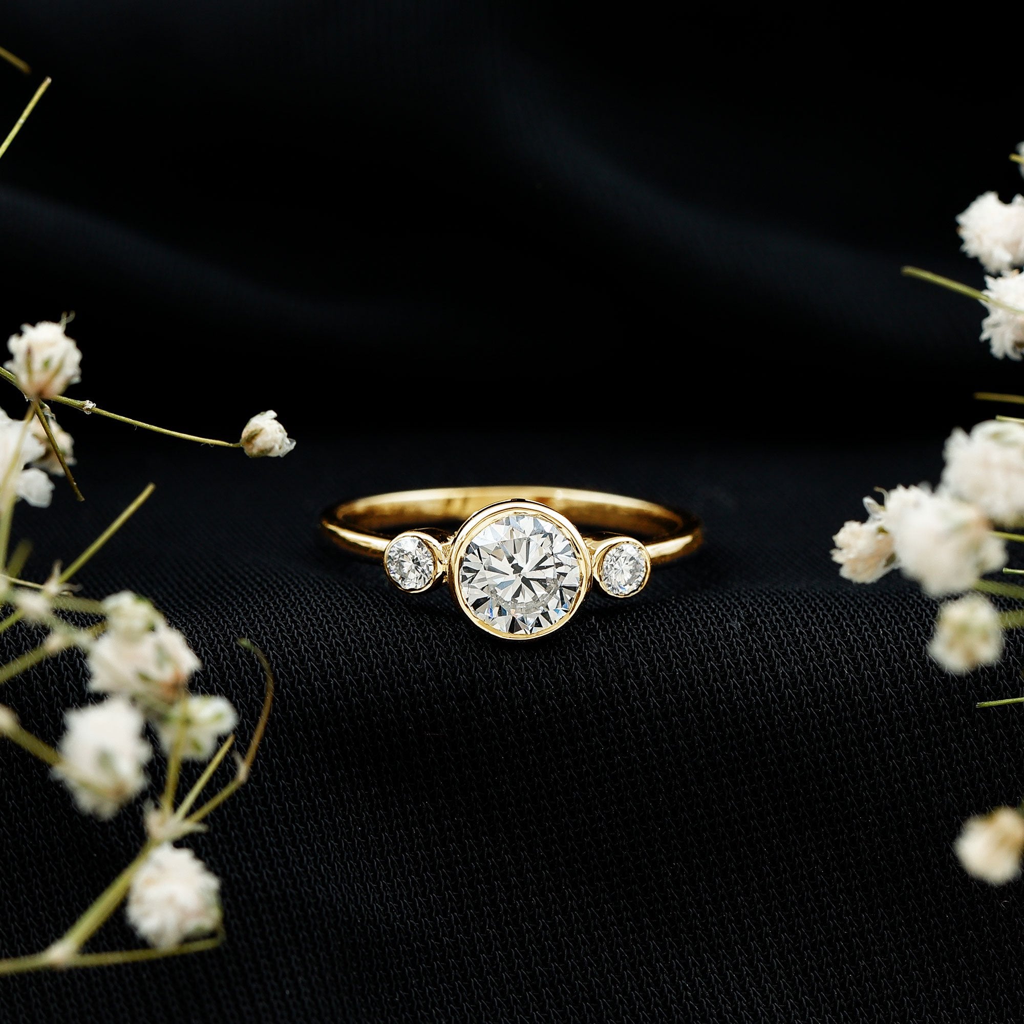 Bezel Set Moissanite Solitaire Engagement Ring D-VS1 - Rosec Jewels